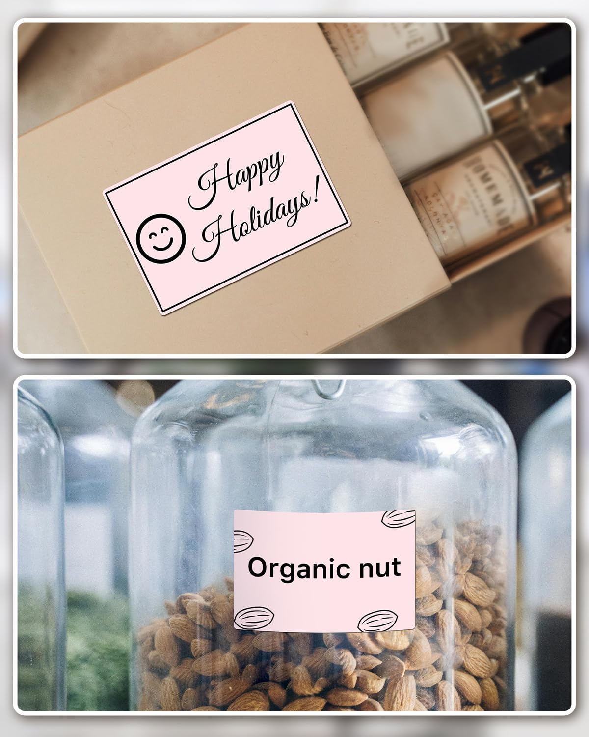 iEager 3" x 2" Thermal Labels, Rectangle Thermal Printer Stickers, Self-Adhesive Durable Sticker with Perforation Line, 500 Labels/Roll, Pink