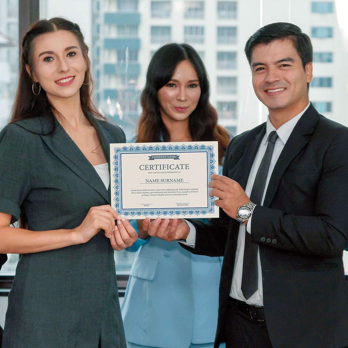 Intricate Blue & White Parchment Certificate Papers - Pack of 25, Laser & Inkjet Printer Compatible, For Office, Business Awards, Graduation, School Diplomas, 8-1/2" x 11" on 60 lb. Text Stock