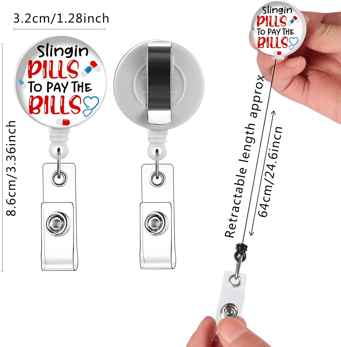 15 Pcs Badge Reels Retractable Badge Holders,Id Badge Holder Retractable Clip,Nurse Badge Reel Accessories for Work,Cute Badge Reel,Nursing Student Must Haves Perfect for School Office Men Women