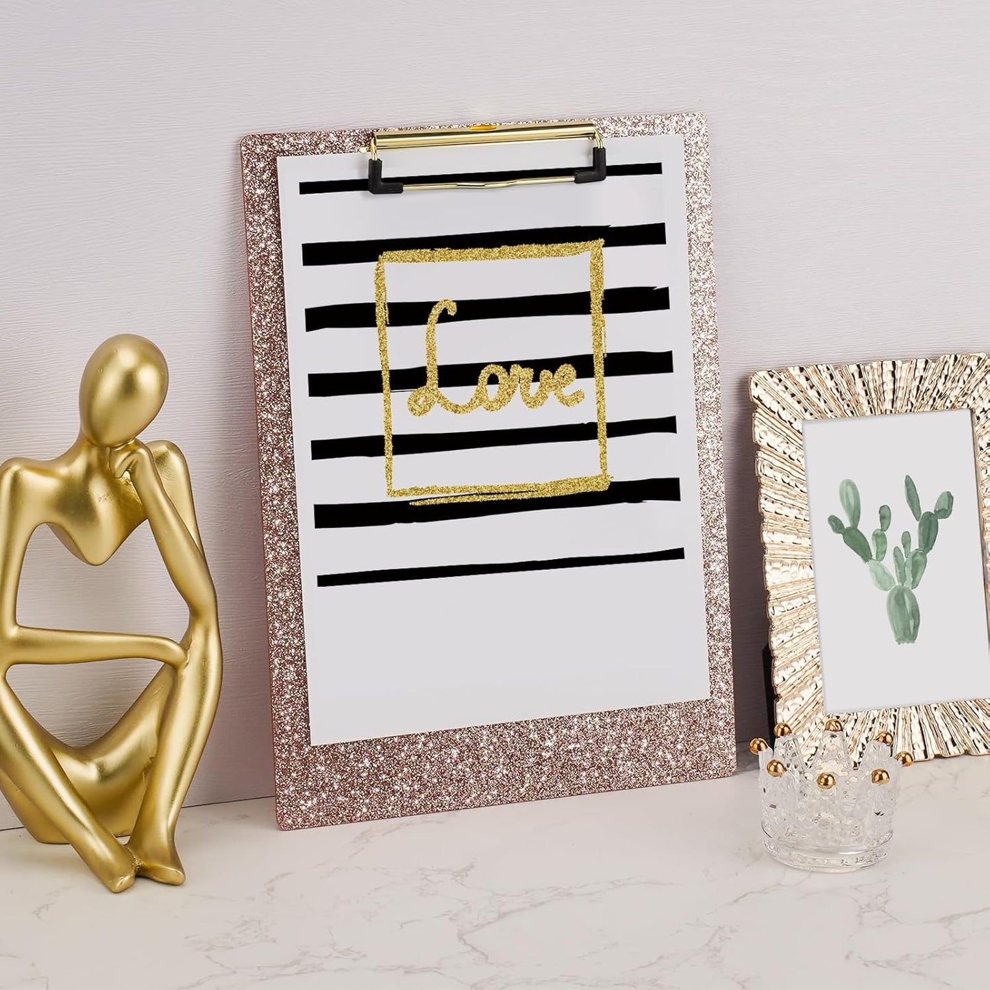 Hongri Plastic Acrylic Glitter Clipboard, 8.5x11" Stardard Letter A4 Size Clipboards for Classroom, Taecher, Women.Cute Confetti Clip Board, Office Supplies, School Supplies.