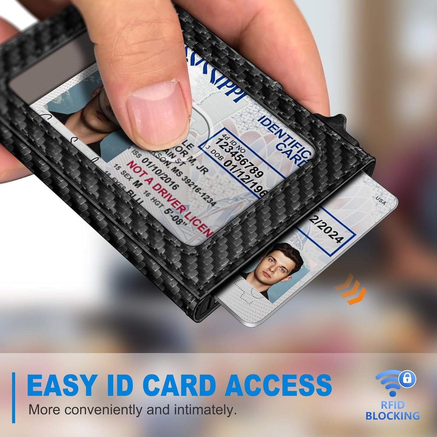 Airtag Wallet for Men, Slim Pop Up Credit Card Holder RFID Blocking Mens Minimalist wallet for 7-9 Cards ID Window, with Gift Box