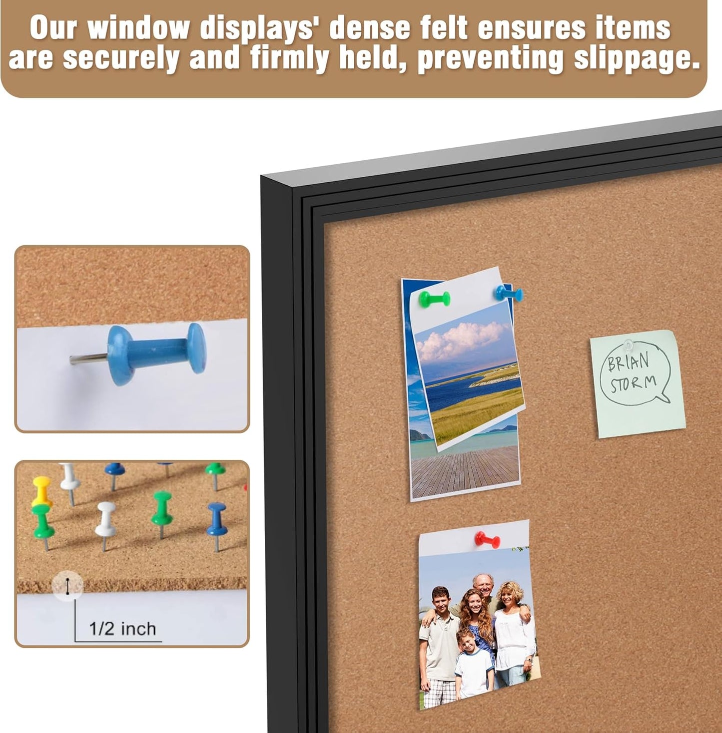 26"x20" Enclosed Bulletin Board, Outdoor Lockable Weather-Resistant Aluminum Cork Noticeboard for School & Office, Black Frame w/Cork