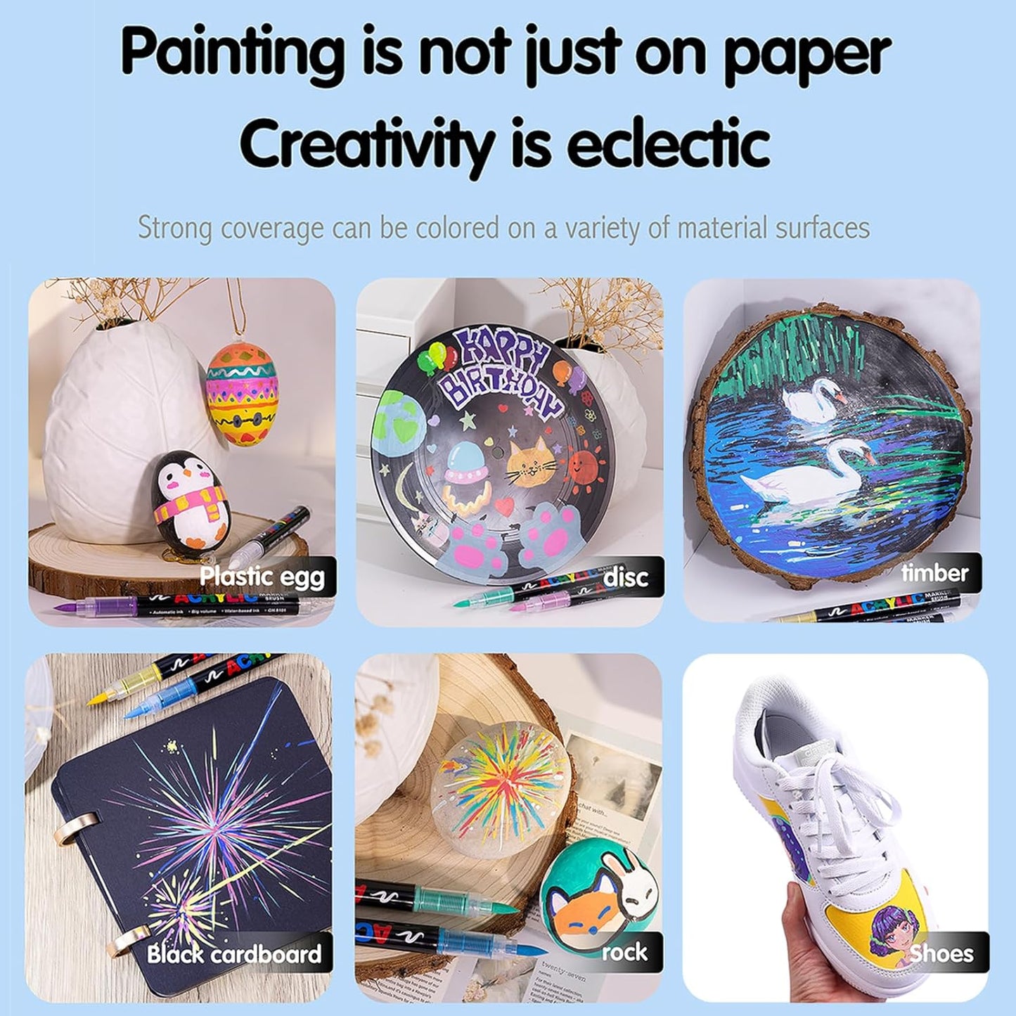 168 Color Acrylic Paint Markers, Soft Brush Tip Acrylic Paint Pens, Quick-Drying Waterproof Markers for Canvas, Rock, Wood, Stone, Glass, Ceramic, Fabric Painting