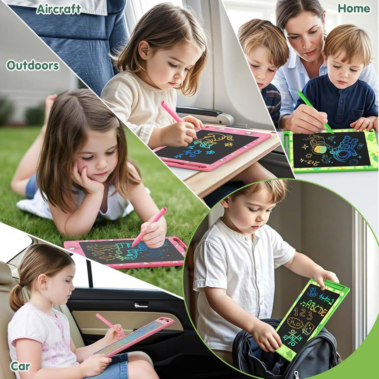 2 Pack LCD Writing Tablet for Kids, 8.5 Inch Colorful Doodle Board Drawing Tablet, Kids Travel Games Activity Learning Toys Birthday Gifts for 3 4 5 6 Year Old Boys Girls Toddlers Preschooler