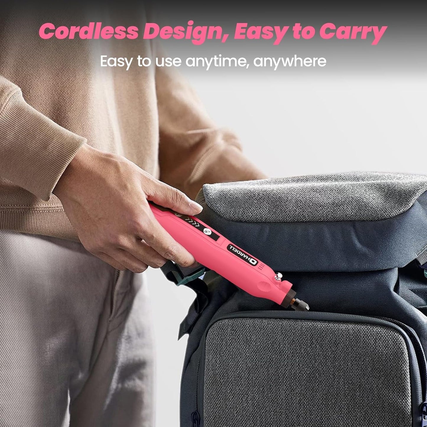 HARDELL Mini Cordless Rotary Tool, 5-Speed 3.7V Rechargeable Rotary Tool Kit with 61 Accessories, USB Charging Multi-Purpose DIY Tool for Sanding, Polishing, Drilling, Engraving, Woodworking