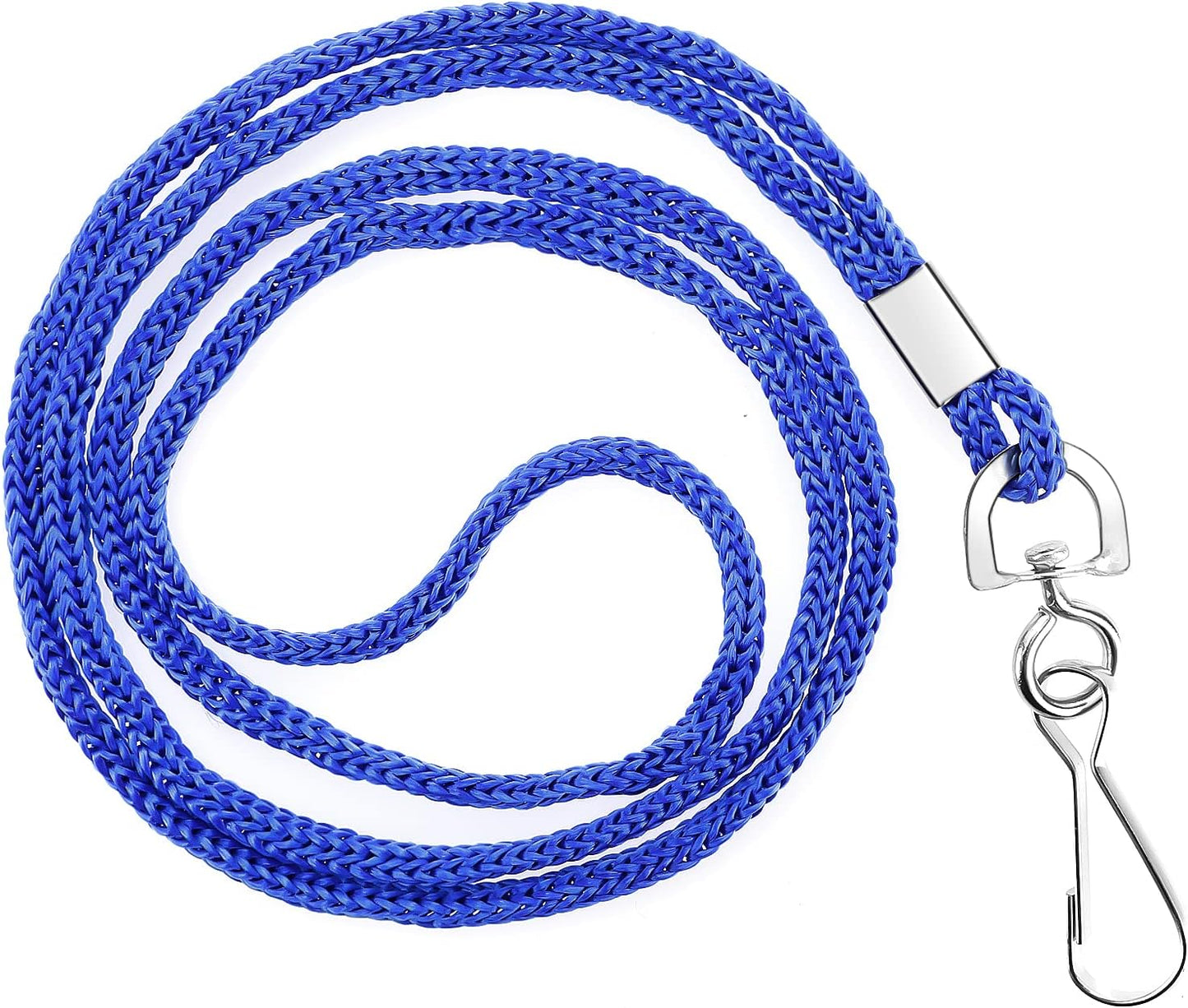 100Pcs Clear Plastic Horizontal Name Tag Badge ID Card Holders and 100Pcs Blue Neck Lanyards with Swivel Hook for School, Office, Business