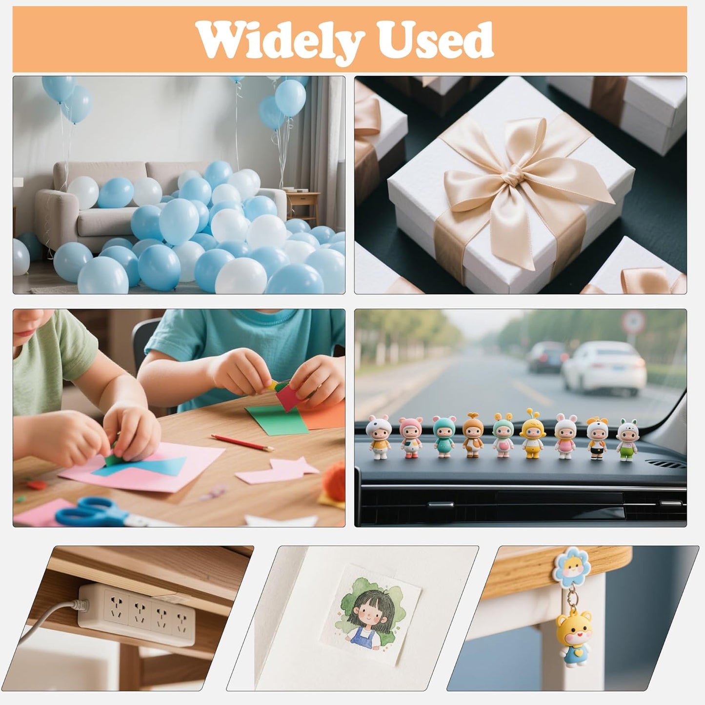 771PCS Double Sided Tape Removable Strong Adhesive Dots Heavy Duty Sticky Pads Putty No Traces Clear Sticky Tack for Picture, Poster, Art Craft, Decoration, Party Office Supplies