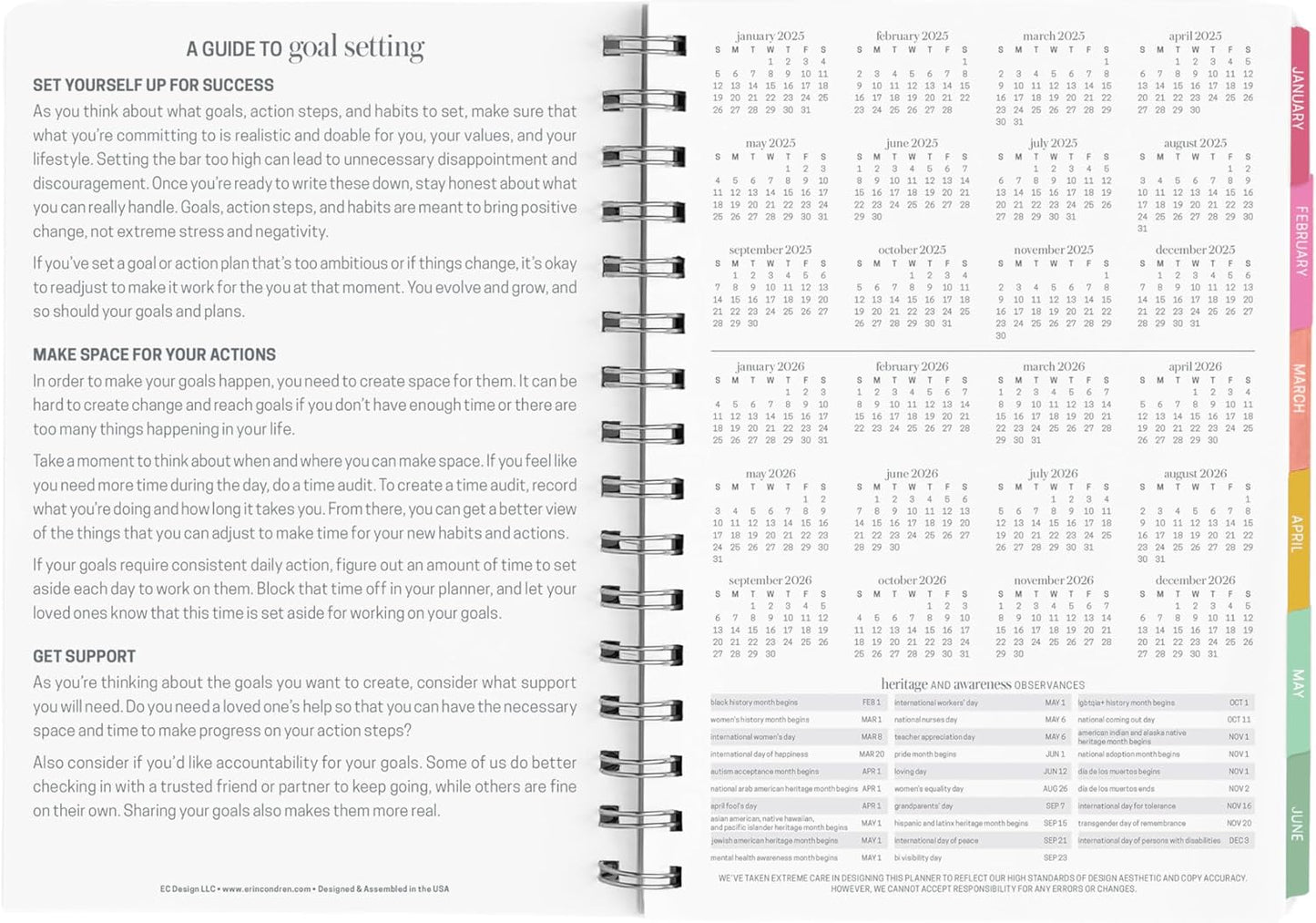 Inspired by Erin Condren A5 Undated Weekly & Daily Planner – 12-Month Spiral Agenda, Non-Dated Monthly Planner with Stickers, Water Garden Design (January 2025 - December 2025)