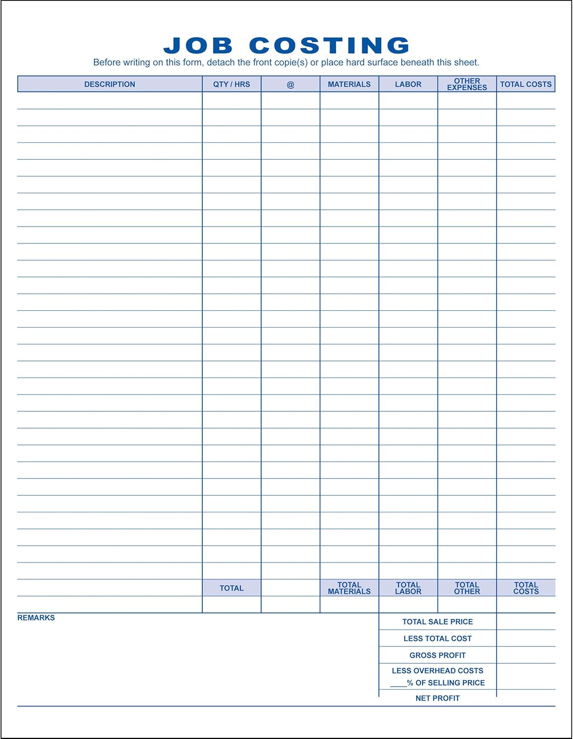 Job Invoice, 2 Copy (Duplicate), 8.5"x11" - Personalized for Free (250-Forms)