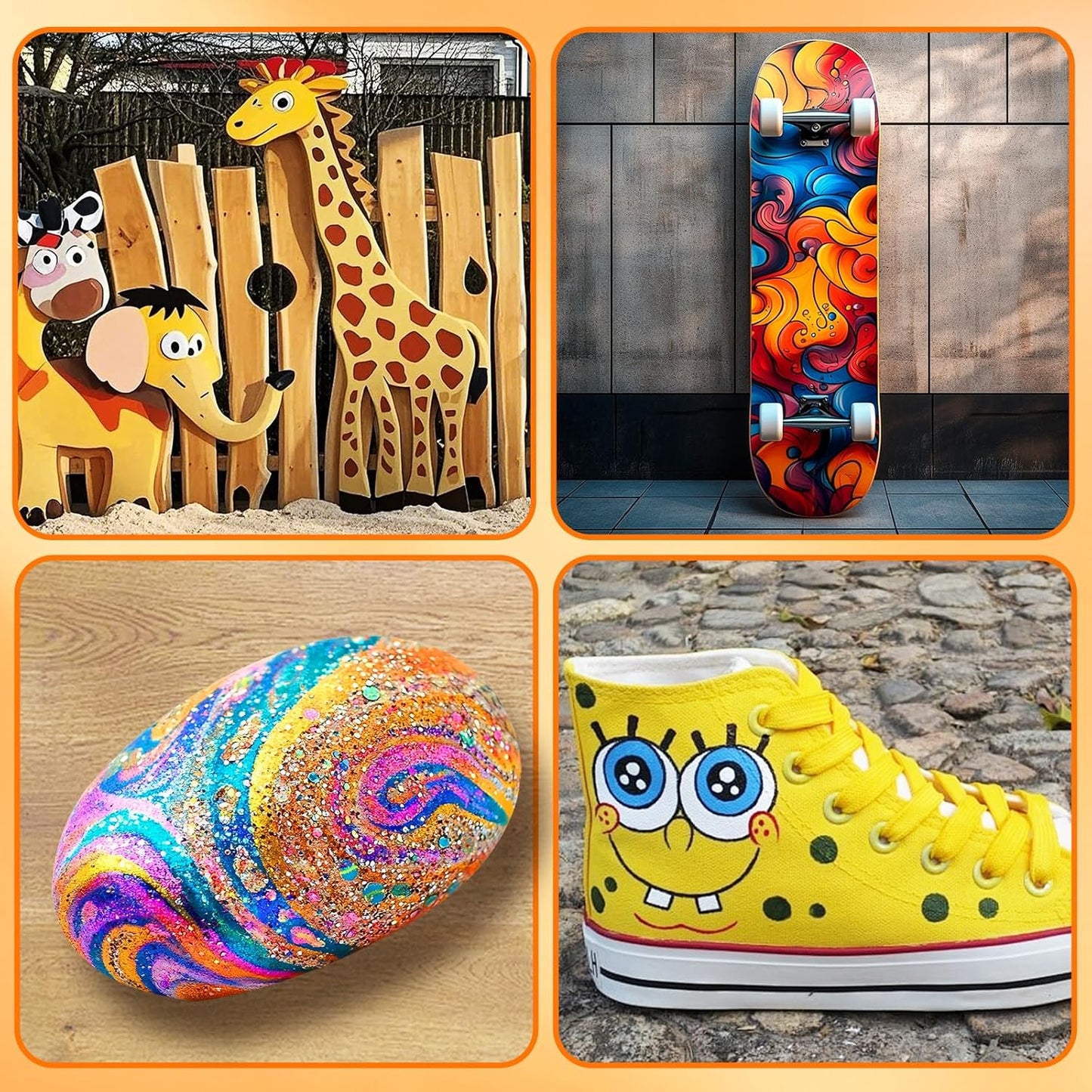 10 Colors Jumbo Acrylic Paint Markers (2 Metallic), 15mm Extra Large Felt Tip Thick Paint Pens for Rock, Wood, Ceramic, Glass, Canvas, Eggs,Pumpkins, Poster Painting Vibrant, Long Lasting Art Supplies