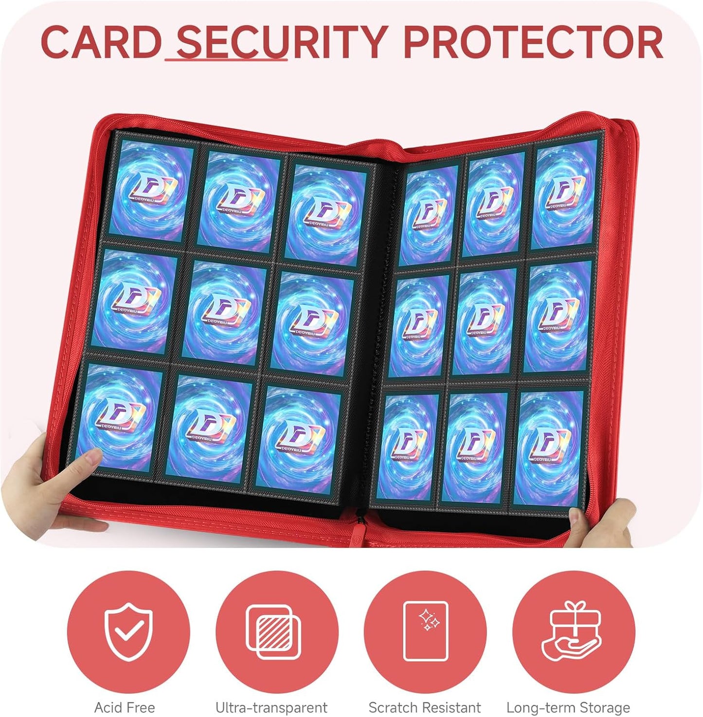 9 Pocket Card Binder,360 Pockets Trading Card Binder,Double Sided Pocket Collection Binder,Card Folder for MTG,TCG,Game Cards,Sport Cards,Red