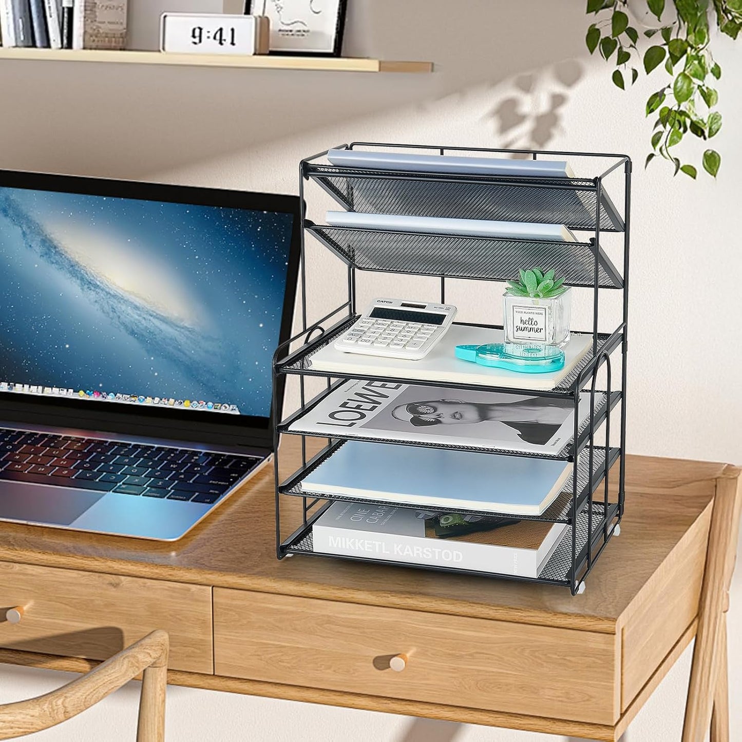 6-Tier Letter Tray Paper Organizer, Desk Organizers and Accessories, Desktop File Organizer, Office Desk Accessories for Office Supplies(Black)