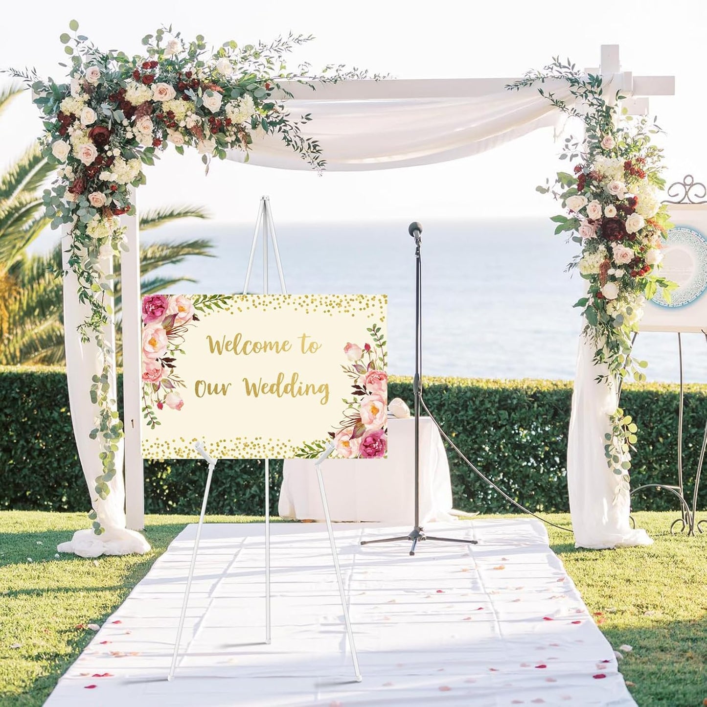 6PCS White Easel Stand for Wedding Sign Stand, 65 Inch Adjustable Metal Easels for Display, Portable Folding Easel for Wedding, Display Show, Arts, Poster with Portable Bags