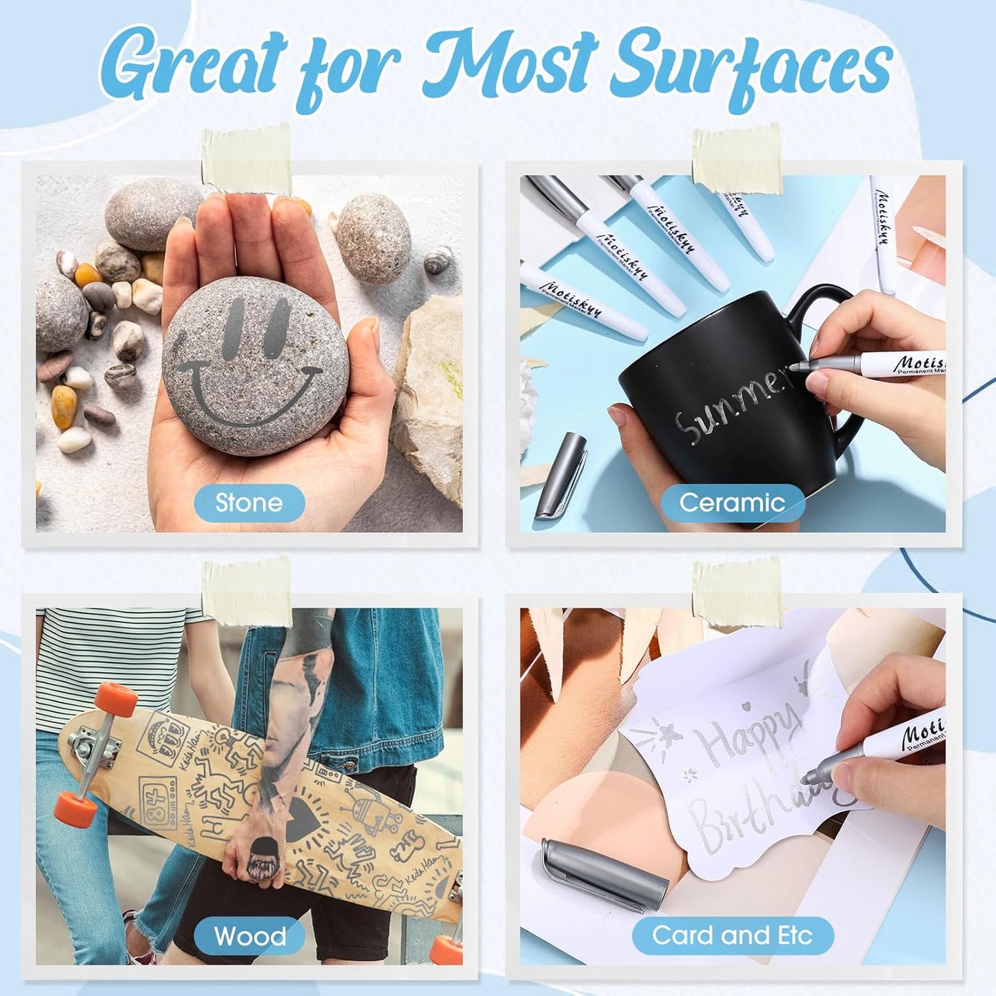 48 Pcs Metallic Permanent Markers Bulk Metallic Marker Pens Medium Tip Quick Dry Paint Pen for Classroom DIY Crafts Artist Illustration Gift Card Making(Silver)