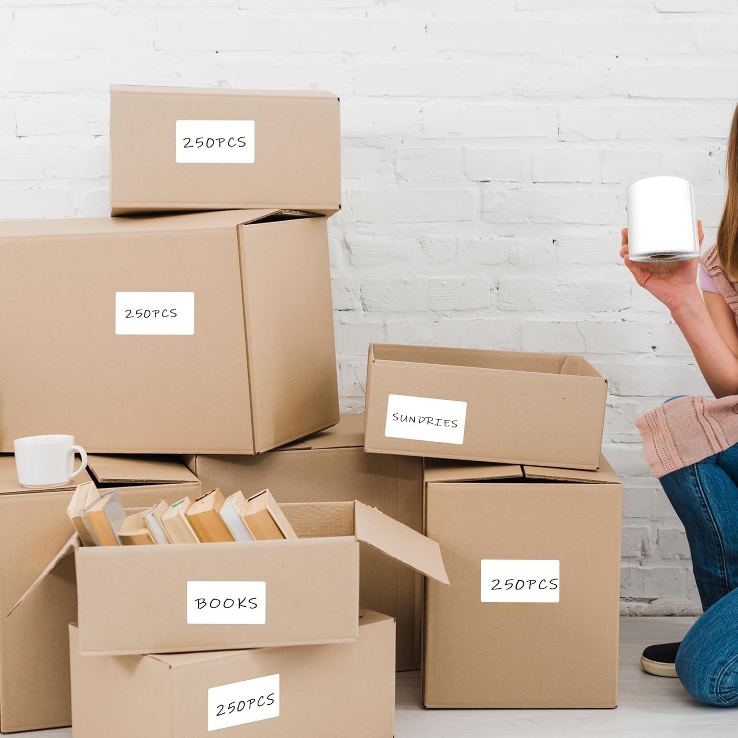 3 x 5 Inch 250Pcs Rectangle Color Coding Stickers,Strong Adhesion Easy to Write Label for Moving,Box Organization,Inventory,Business,White