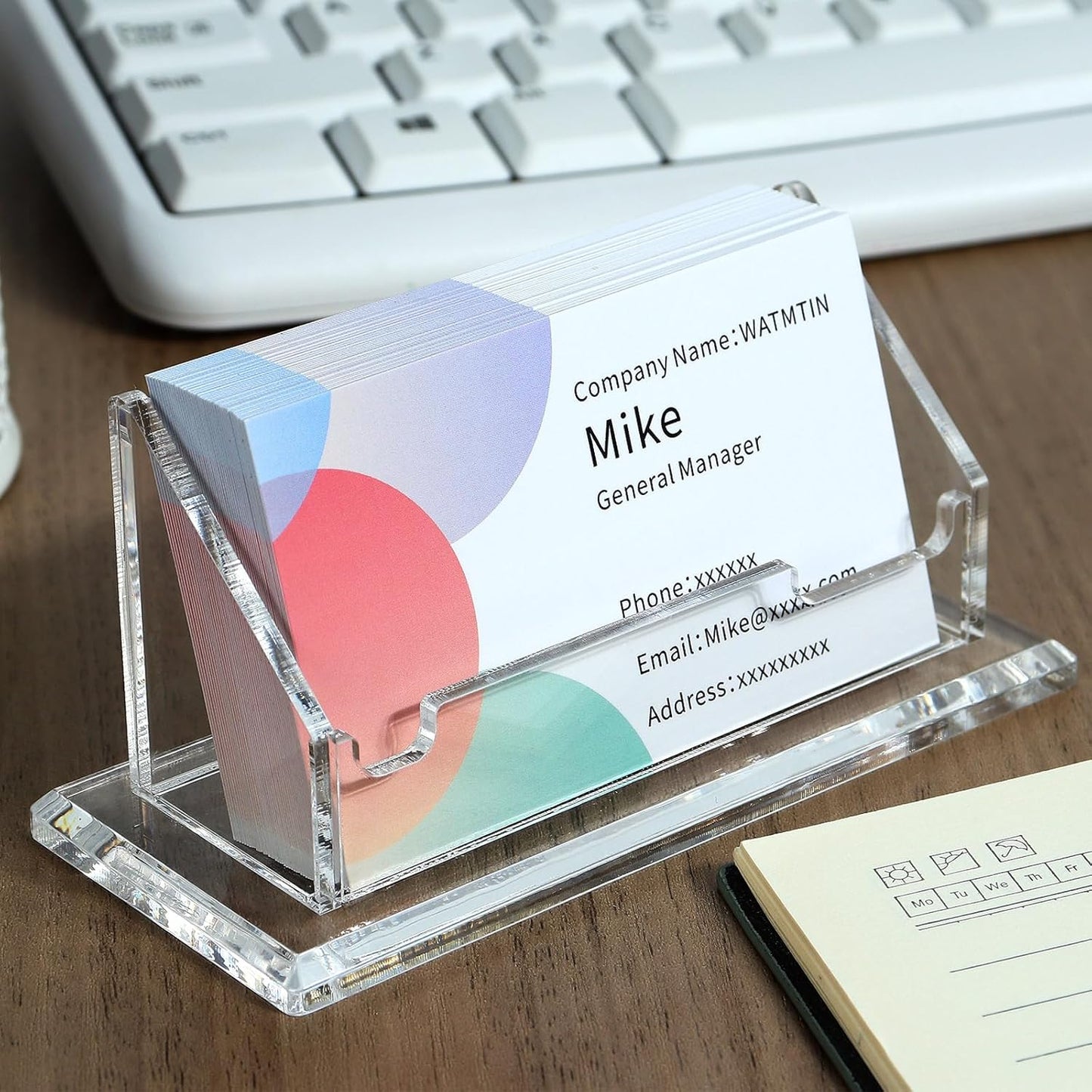 1 Pcs Acrylic Business Card Holder, Horizontal Acrylic Card Holder, Clear Business Name Cards Display Stand for Women and Men Desk Accessories, 1 Slot