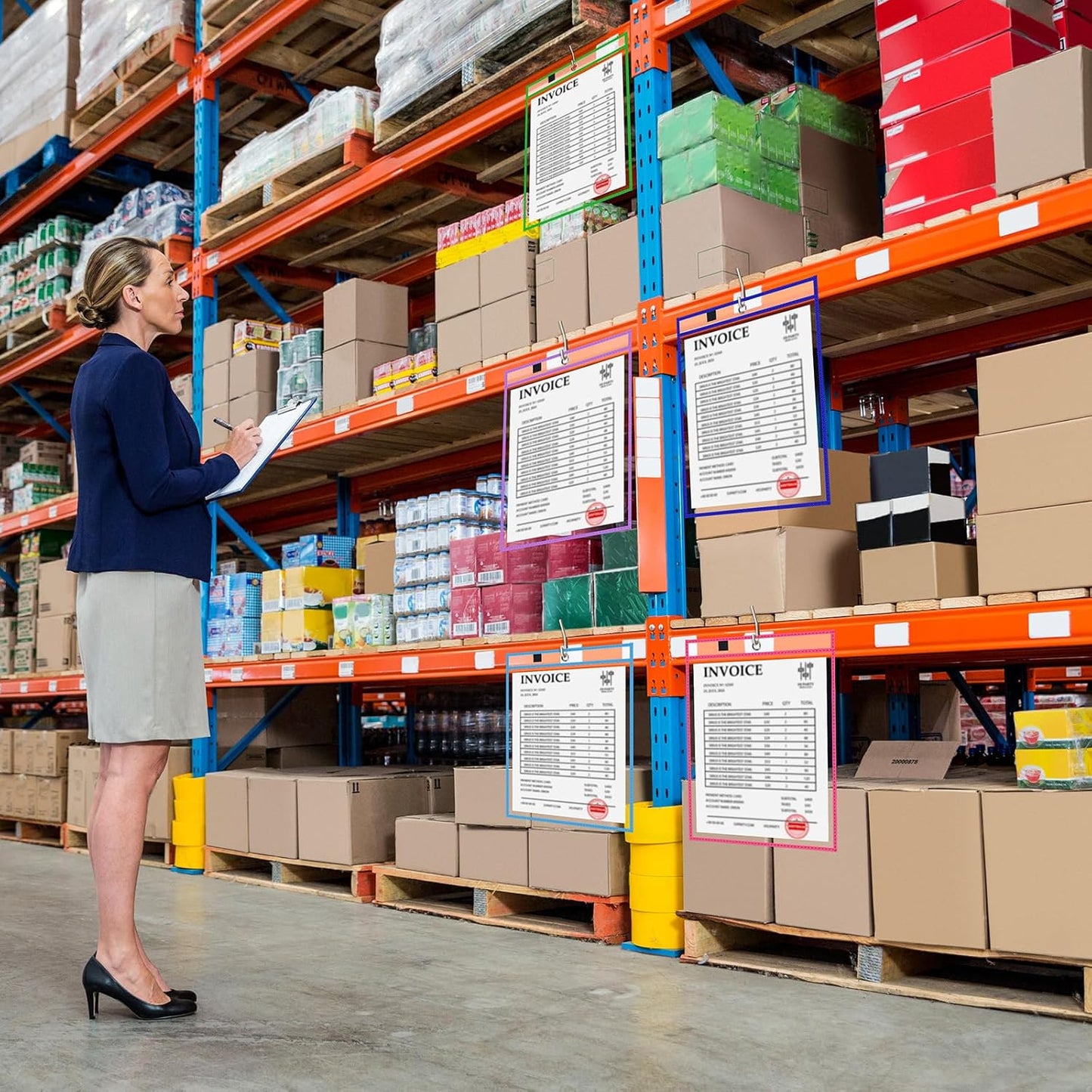 80 Packs Dry-Erase Pockets Bulk Oversized Reusable Dry Erase Pocket Sleeves with 5 Rings, 16 Assorted Colors 10x14 Ticket Holders, Clear Plastic Sheet Protectors, Teacher School Classroom Supplies