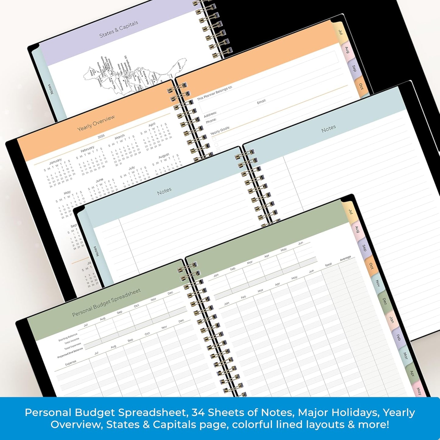 Blue Sky 2025-2026 Weekly and Monthly Academic Year Planner Calendar, July 2025 - June 2026, 5.8" x 8.6", Flexible Cover, Wirebound, Laminated Tabs, Storage Pocket, Gemini