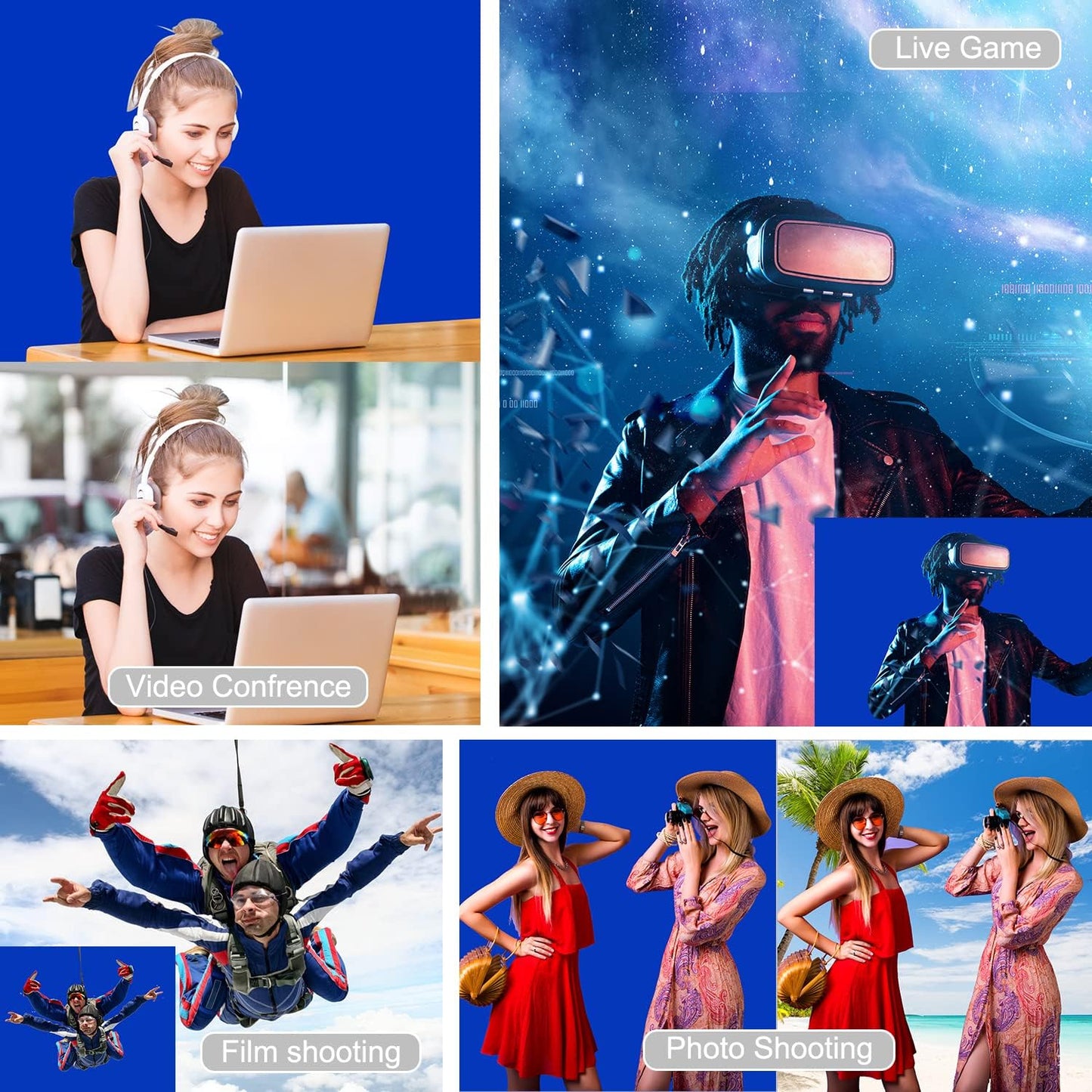 Aimosen 10X7 FT Royal Blue Screen Backdrop for Photography, Chromakey Blue Photo Background Curtain Seamless for Video Meeting Photoshoot Party