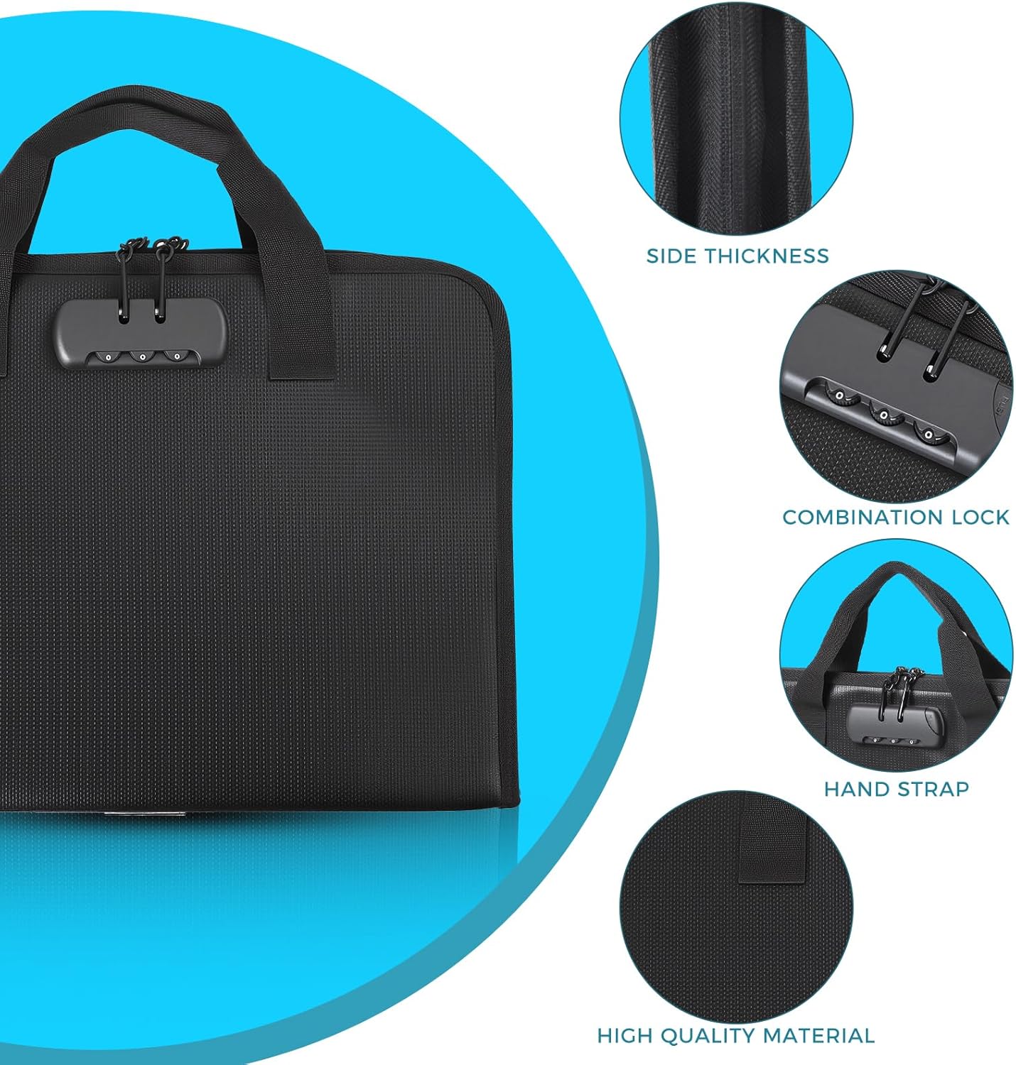 Accordion File Organizer with Combination Lock,Fireproof Expanding File Folder with Multi Pockets,13 Pockets Document Organizer with Handle & Labels,Portable Home Travel Safe Storage Letter A4 Files