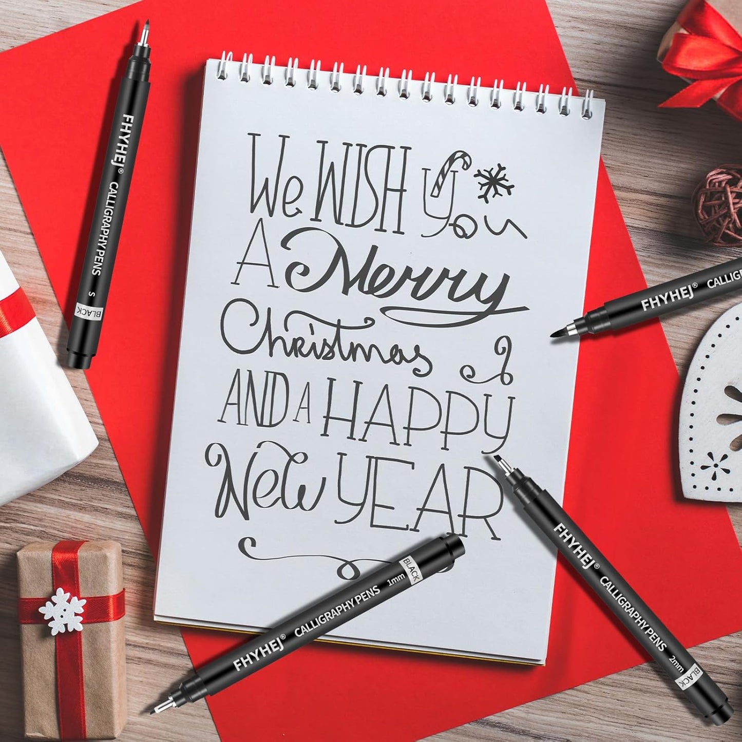 6-Size Calligraphy Pen Set for Writing, Drawing & Hand Lettering, Black Ink Brush Markers for Art, Calligraphy, and Sketching