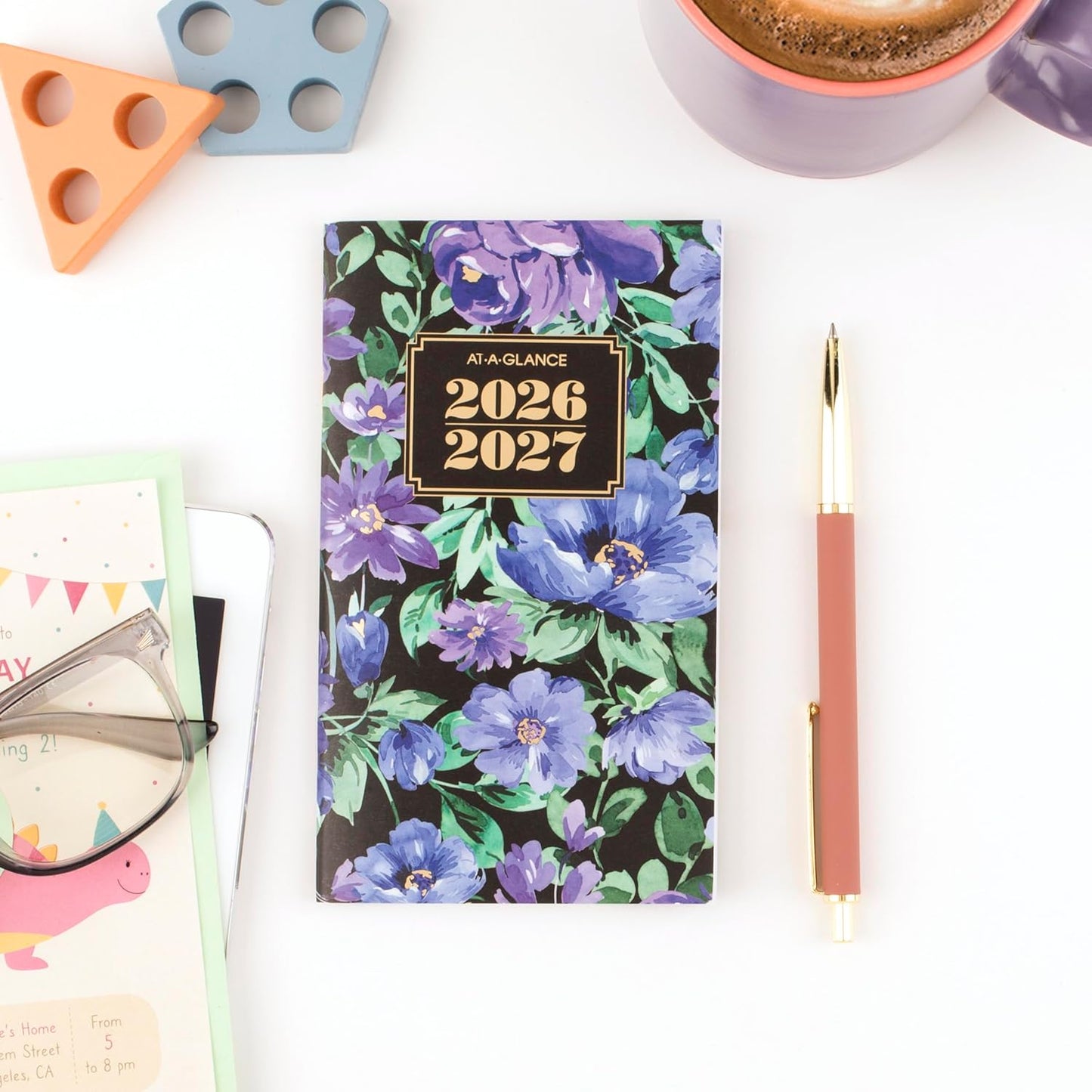 AT-A-GLANCE 2026-2027 Planner, 2 Year Monthly Planner, 3.5" x 6", Pocket Size, BADGE, Floral (1753F-021-26)