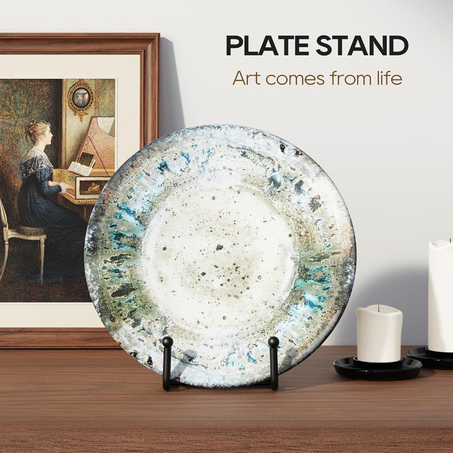 HONGYUTAI 3 Pack 3 Inch Plate Stands for Display Picture - Small Table Top Display, Decorative Metal Frame Holders for Book, Photo and Platter, Tabletop Art, Black