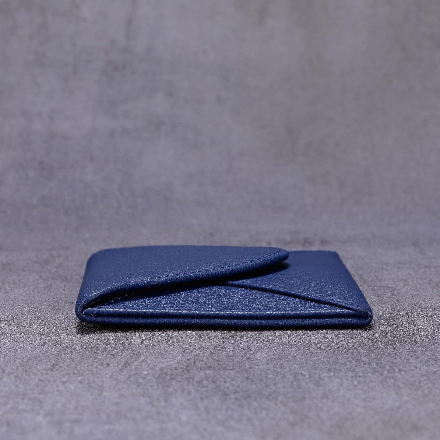 HISCOW Envelope Business Card Case with Magnet Closure - Italian Calfskin (Blue)