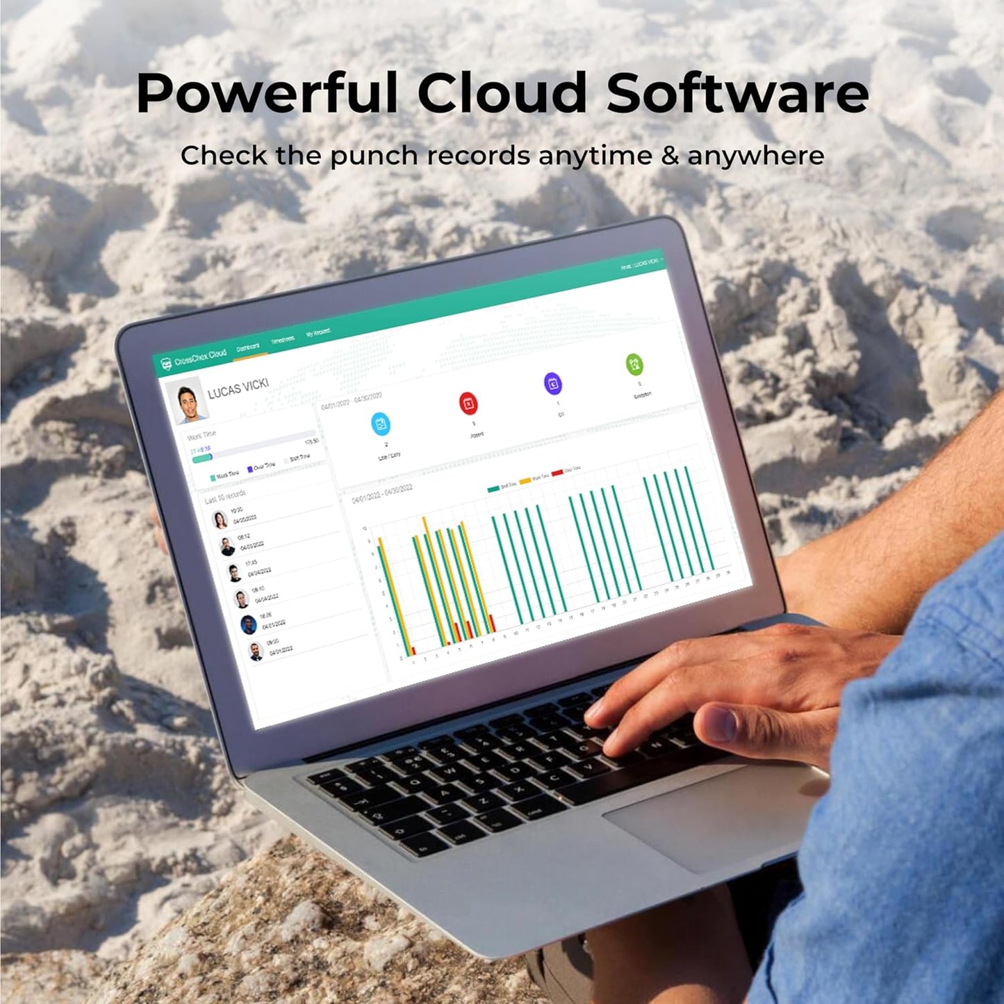 ANVIZ Time Clocks for Employees Small Business - CX2 Fingerprint Biometric Clock in and Out Machine - Forever Free Cloud Software, White