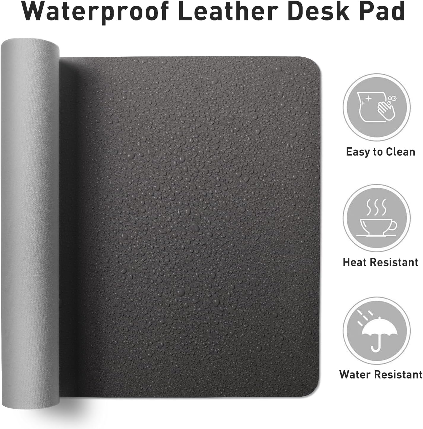 Aothia Leather Desk Pad Protector, Mouse Pad, Office Desk Mat, Non-Slip PU Leather Desk Blotter, Laptop Desk Pad, Waterproof Desk Writing Pad for Office and Home (Gray,23.6" x 13.7")