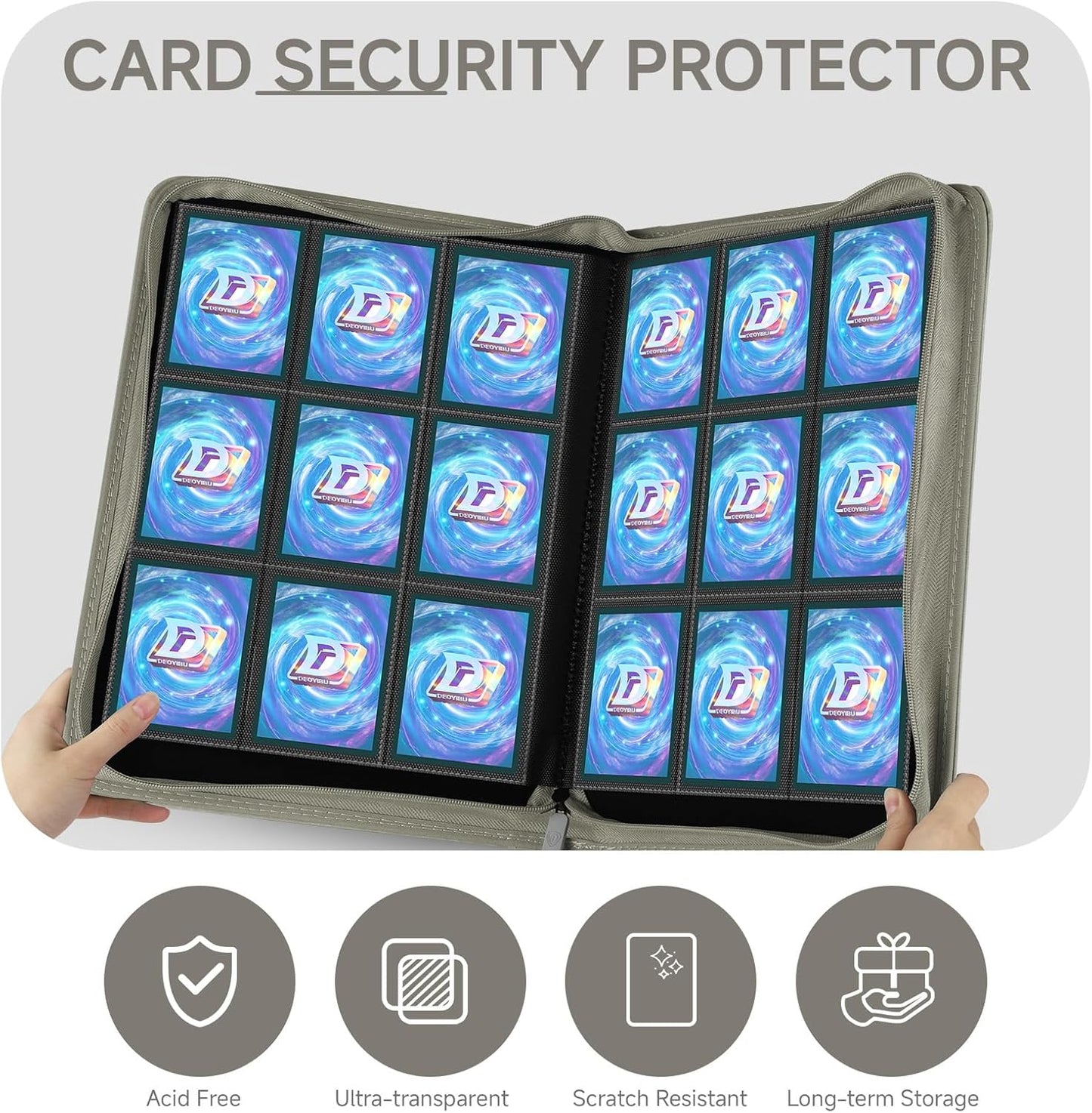 9 Pocket Card Binder,360 Pockets Trading Card Binder,Double Sided Pocket Collection Binder,Card Folder for MTG,TCG,Game Cards,Sport Cards,Grey