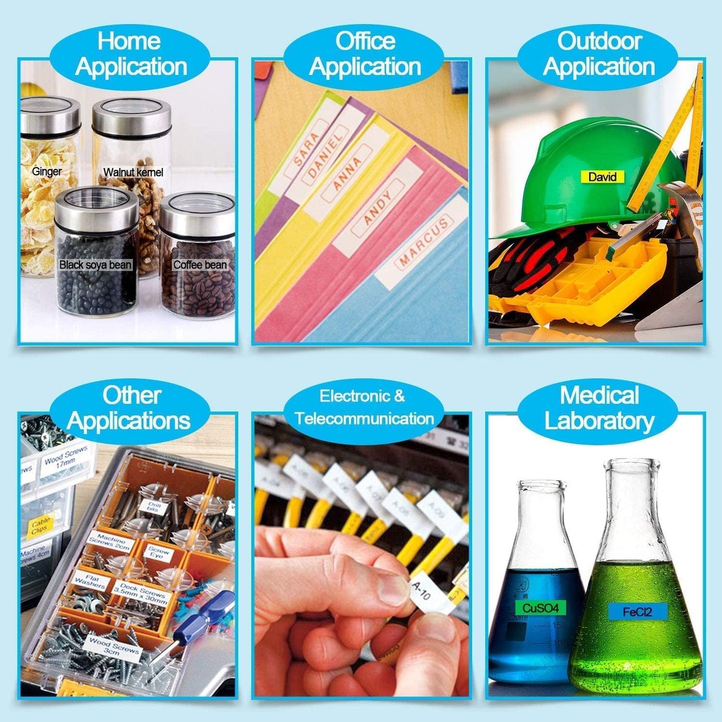 Absonic XR-9WE2S 9mm Label Tape Replace for Casio Xr-9we Label Maker Tape Use with Casio Label Printers KL-120 KL-60 KL-100 KL750B KL750 KL7200,6-Pack