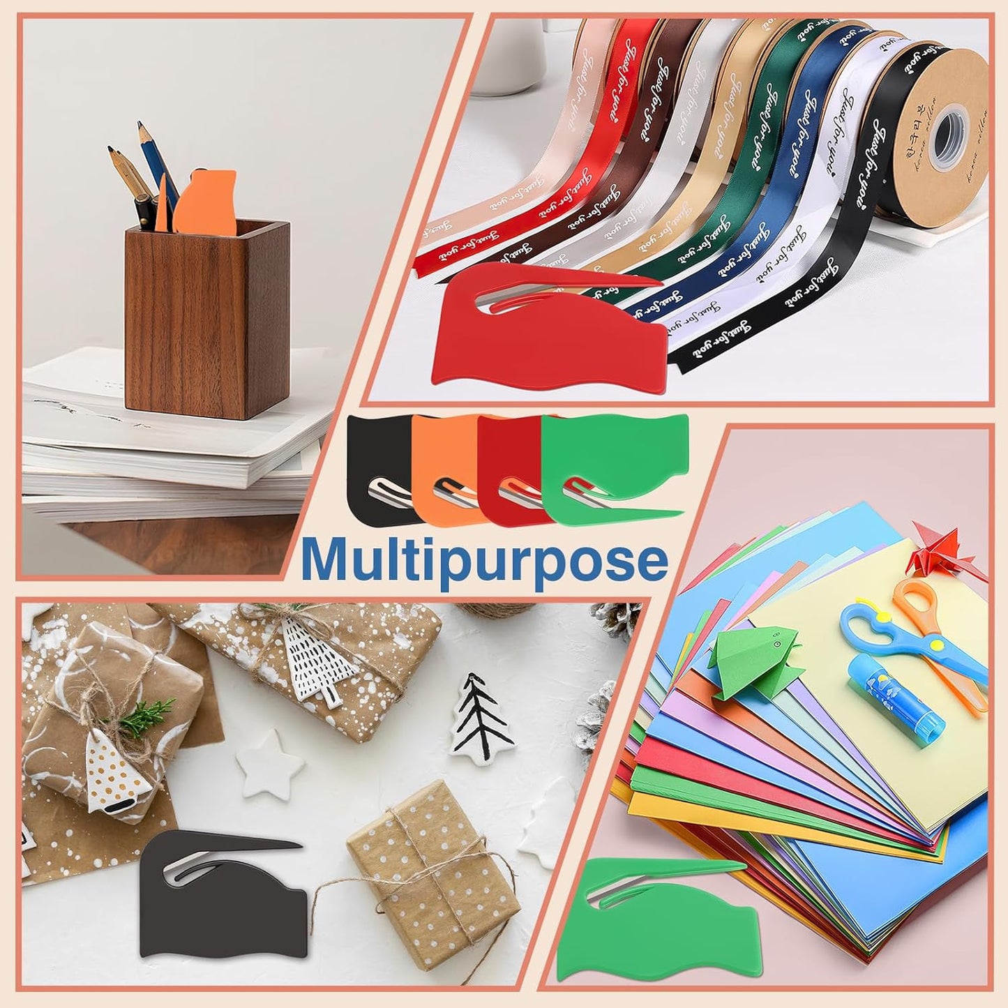 Letter Opener Envelope Slitter 4 Pack, Mail Opener with Concealed Blade, Portable Envelope Opener for Home, Office, and Travel, Durable Letter Openers - Set of 4 Colors