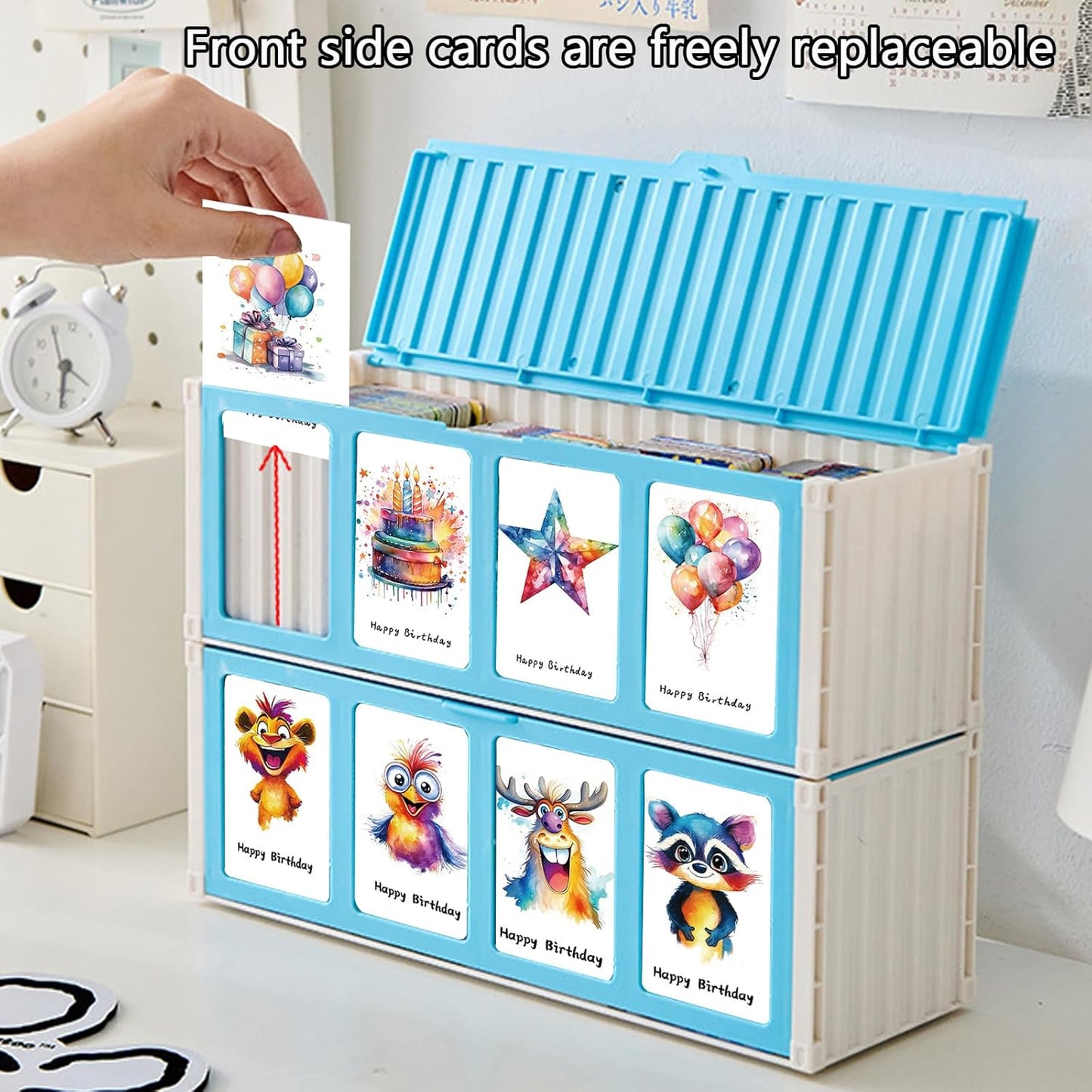 2 Pack Green Trading Card Storage Box Holds 1600 Cards, Plastic Playing Sports Baseball Card Case, Collectible Card Organizer Bin, Only suitable for Nnsleeved Cards