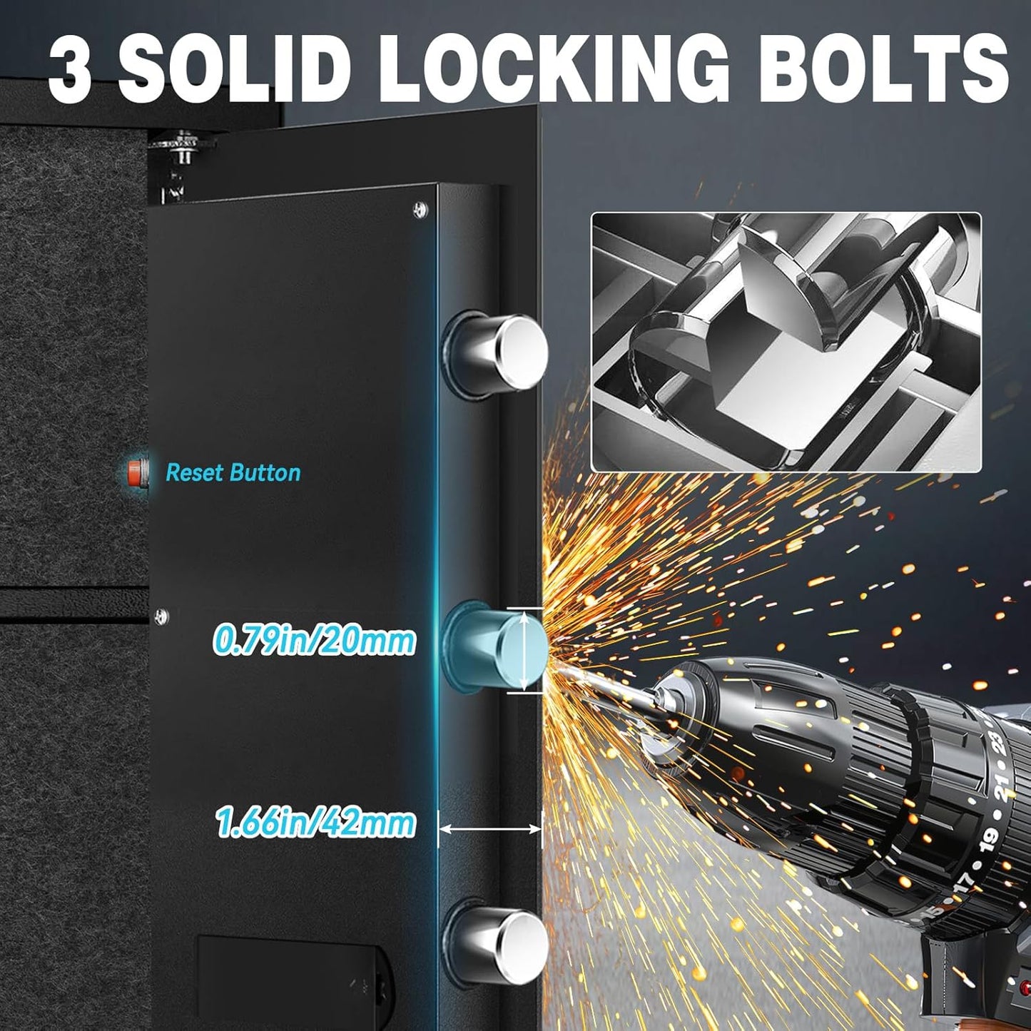 2.5 Cuft Safe Box, Home Safes with Fireproof Waterproof Bag, Anti-Theft Safety Box with Digital Keypad, Smart Alert System, Spare Keys, Removable Shelf, LED Light, Personal Document Safe