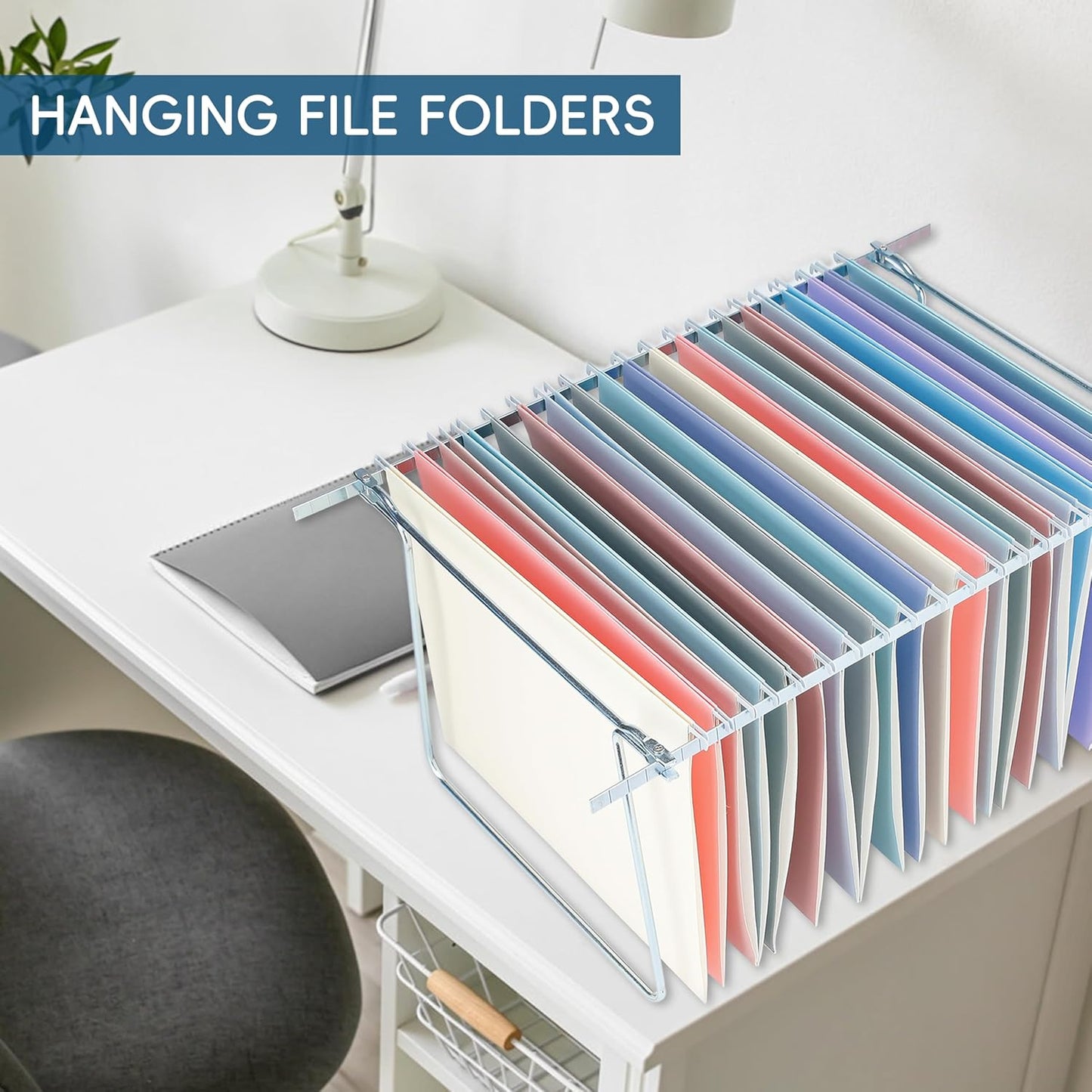 Hanging File Folders, 25 Pack Letter Size File Folders with 1/5-cut Tabs, Office Essentials for Filing Cabinet & Desk Storage