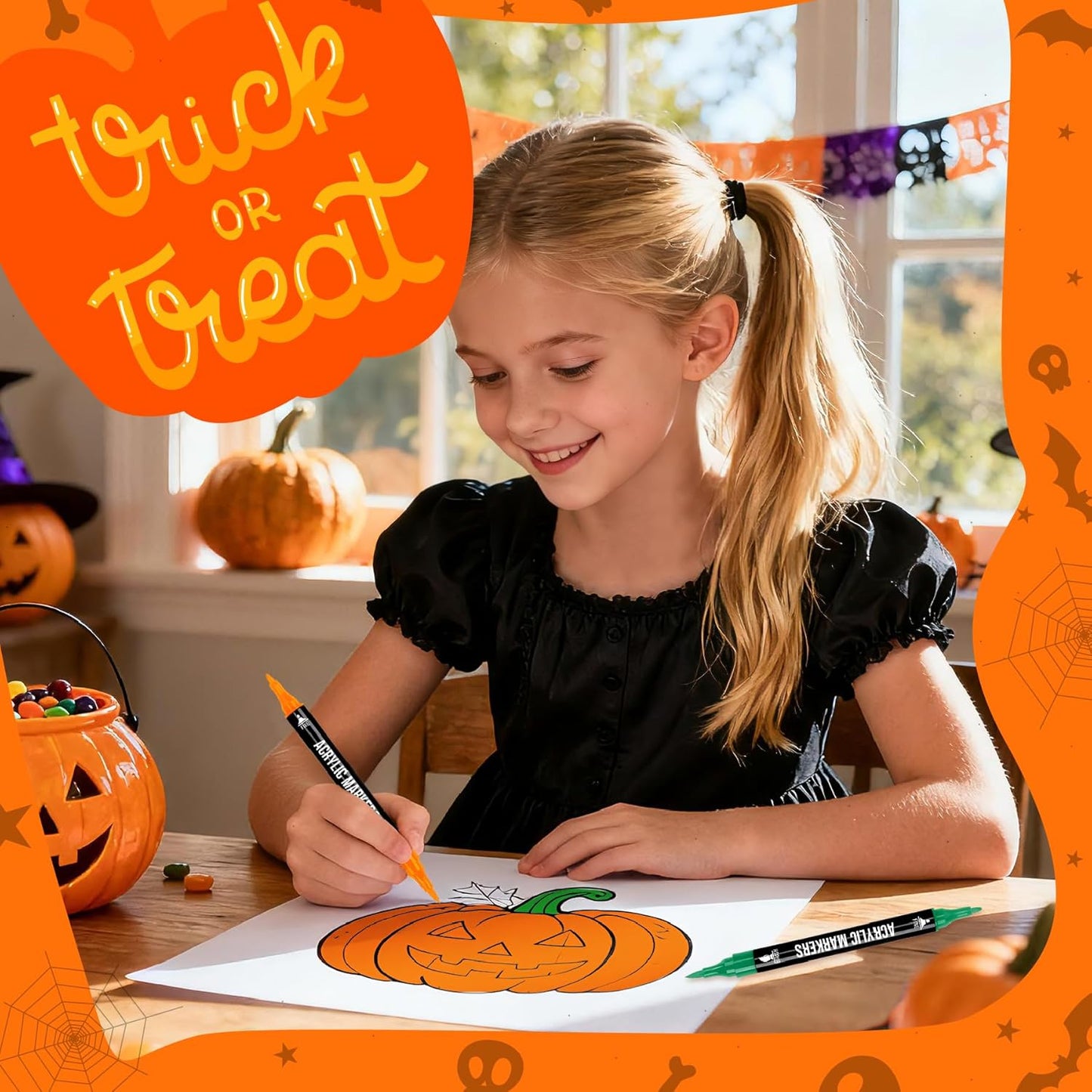 120 Colors Acrylic Paint Markers, Dual Tip Fine and Brush Tips Pens Contain 24 Metallic Color for Stone, Wood, Calligraphy, Canvas, Ceramic, Metal, Glass, Rock Painting, DIY Crafts Art Supplies Kit