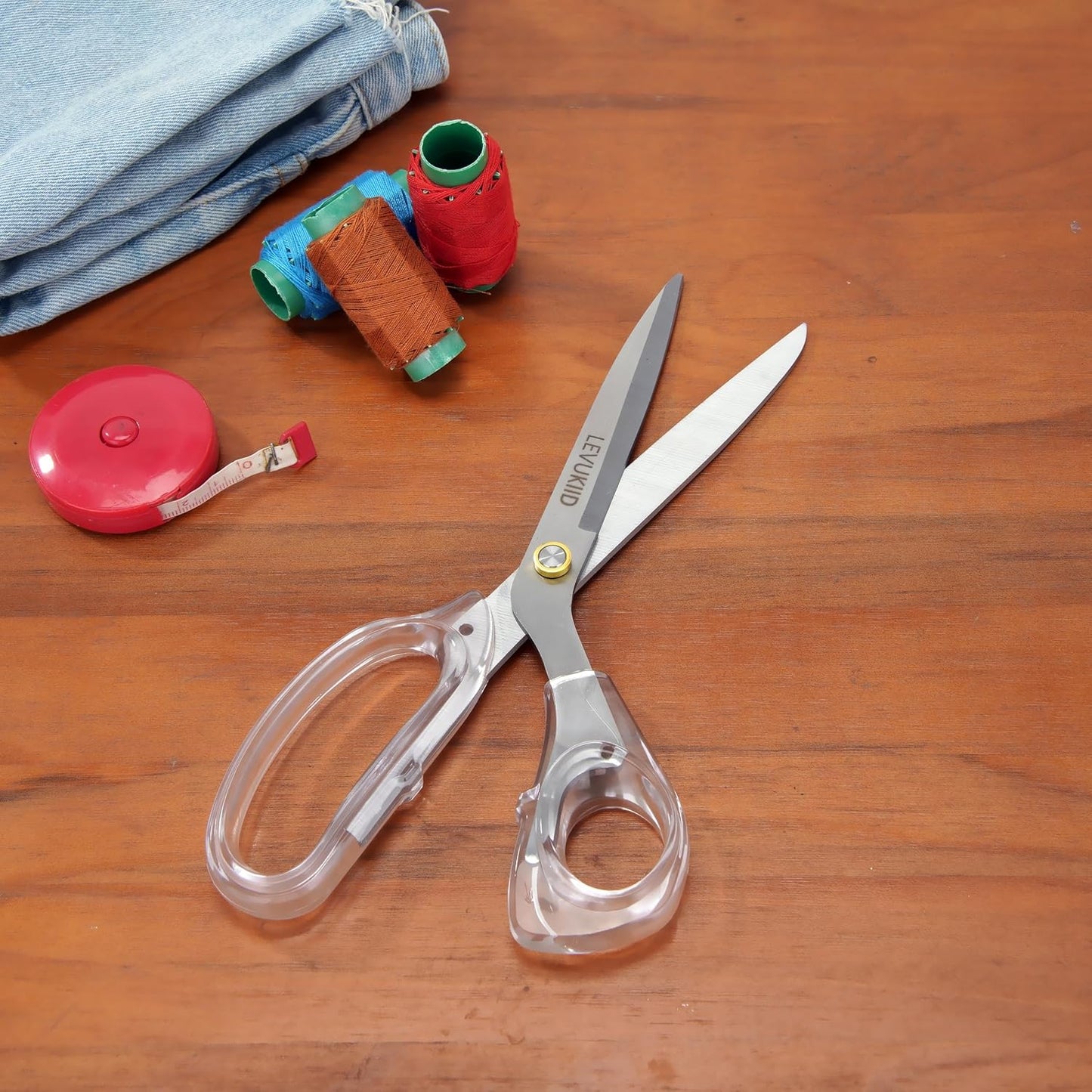 9 Inch All Purpose Scissors for Adults - Ins Style Clear Handle, 2Cr13 Stainless Steel Sharp Blade - Ideal for Fabric Crafts, Tailor's Shears - All-Purpose Fabric Scissors, Crafting & Office