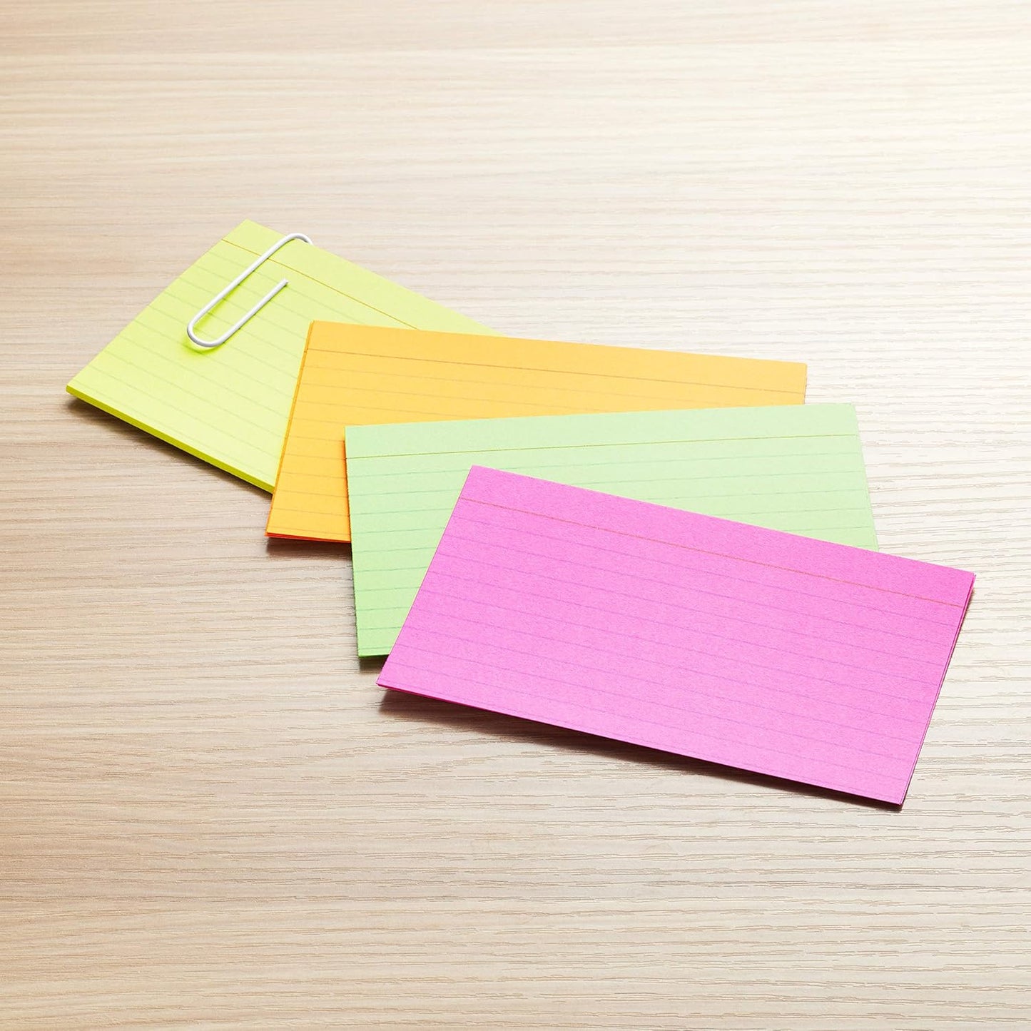 Amazon Basics Ruled Index Flash Cards for Studying and Note Taking, Assorted Neon Colored, 3x5 Inch, 300-Count