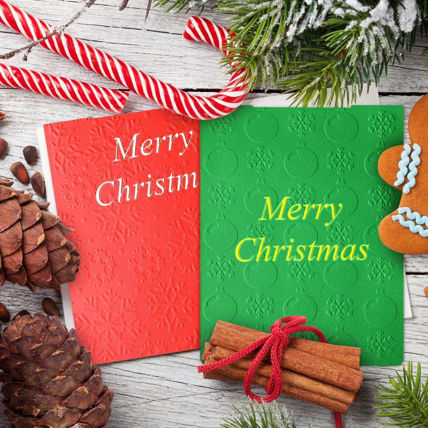 4 Pieces Christmas Plastic Embossing Folder Christmas Embossing Template Snowflake Bells Pattern Scrapbooking Embossing for Christmas Craft Cards Decorations