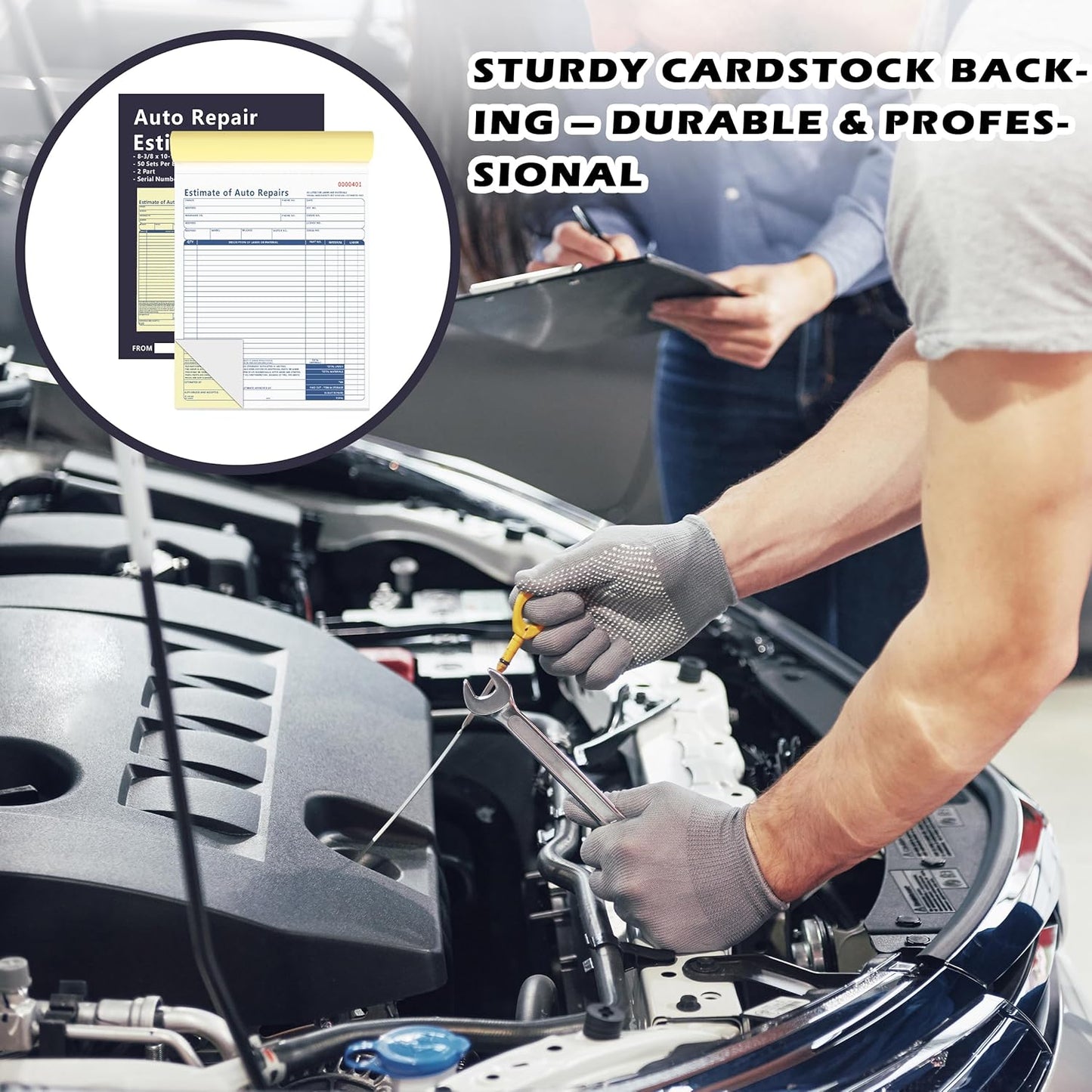 1 Pcs Auto Repair Estimate Book 50 Sets 2-Part Carbonless Duplicate 8-3/8 x 10-11/16 Inches Repair Estimate Book for Auto Repair Shops and Independent Mechanics (1)