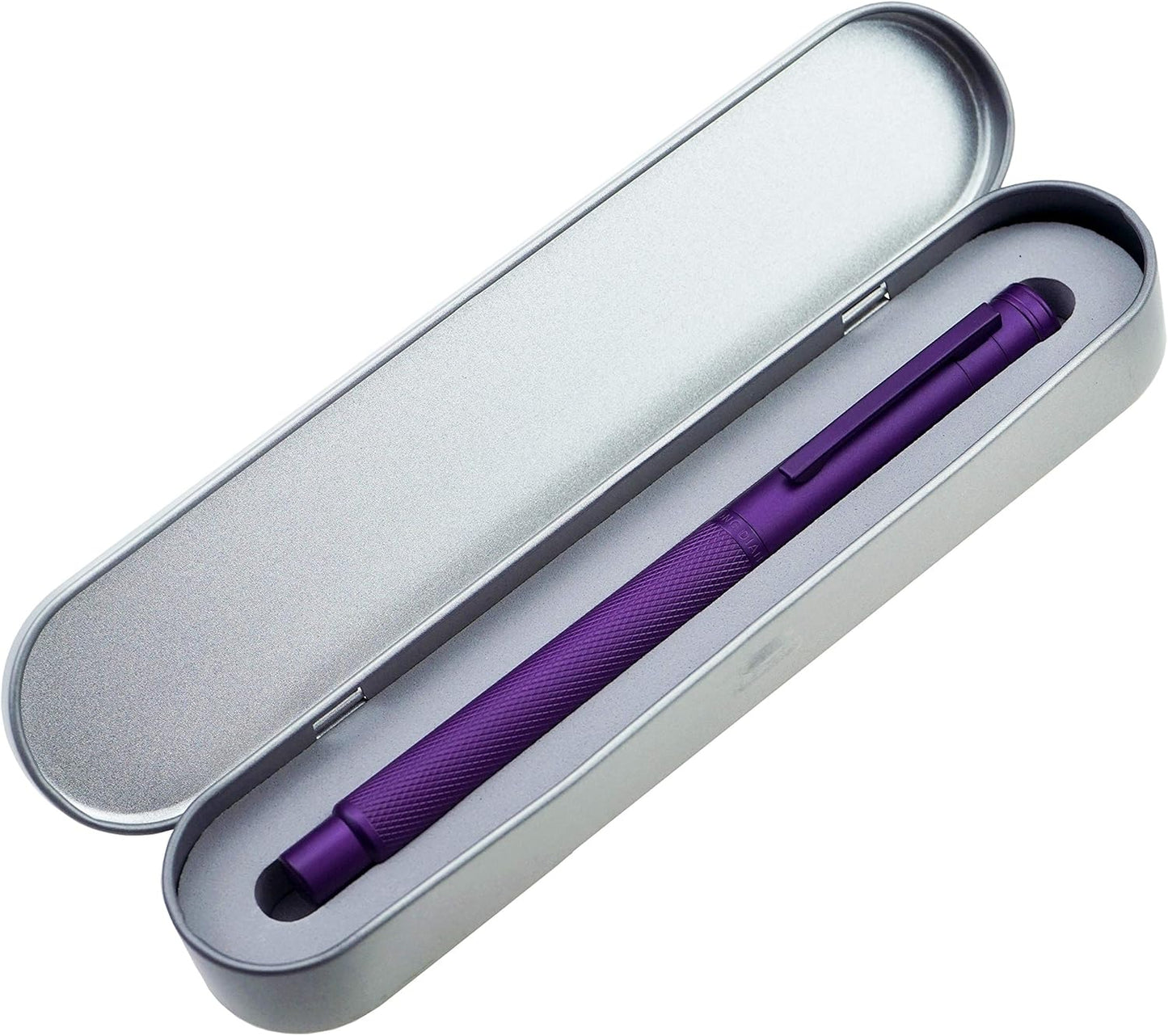 Asvine Purple Forest Fountain Pen Fine Nib Classic Design with Converter and Metal Pen Case Set