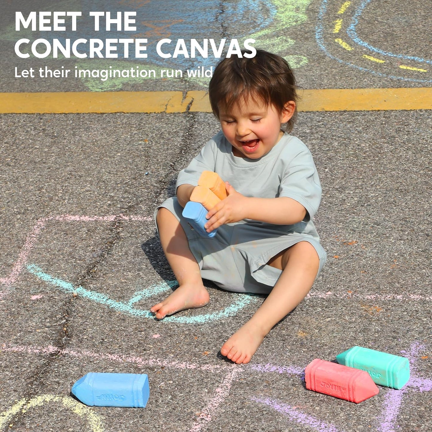 JOYIN 6 PCS Jumbo Sidewalk Chalk with 6 Colors, Washable Sidewalk Chalk for Kids, Non-Toxic Art Supplies, Outdoor Games, Playground Accessories