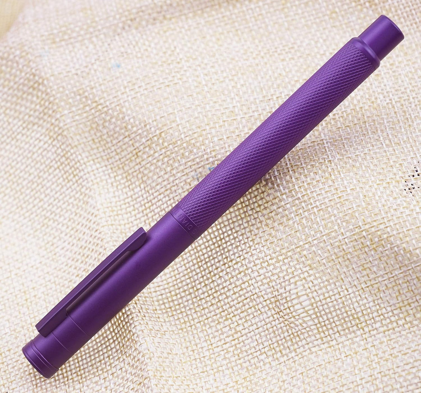 Asvine Purple Fude Pen, Bent Nib Fountain Pen Calligraphy (Fine to Broad) with Converter and Metal Pen Case Set