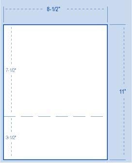 KDM 5054, Perforated Paper 8-1/2" X 11", Perfed 3-1/2" From Bottom 24#, 2500 per Carton
