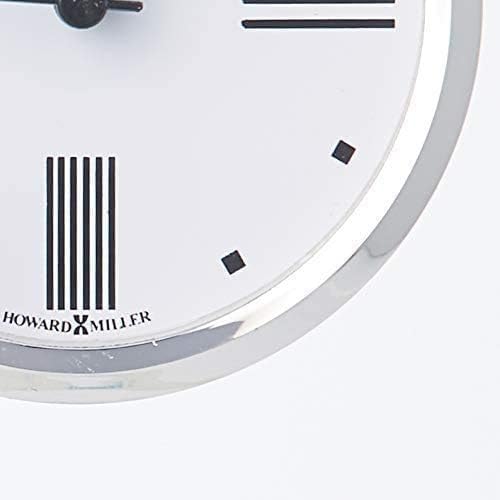 Howard Miller Regent Table Clock – Modern Tabletop Alarm Clock with Beveled Glass Arch, Quartz Movement, White Dial & Black Accents – Decorative Desk Clock for Bedroom, Living Room & Office