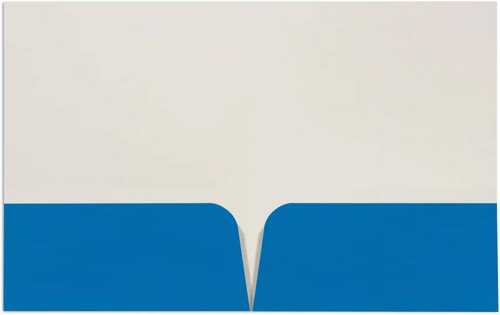 JAM PAPER Custom Printed Semi-Gloss Folders with Round Corner Pockets - Personalized Logo & Text - 10 pt C2S - Blue - 250/Pack