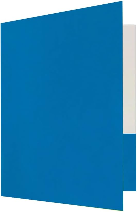JAM PAPER Custom Printed Semi-Gloss Folders with Round Corner Pockets - Personalized Logo & Text - 12pt C1S - Blue - 100/Pack