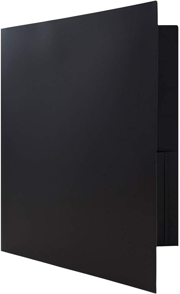 JAM PAPER Plastic 2 Pocket POP Folders - Durable School Folders - Black - 6/Pack