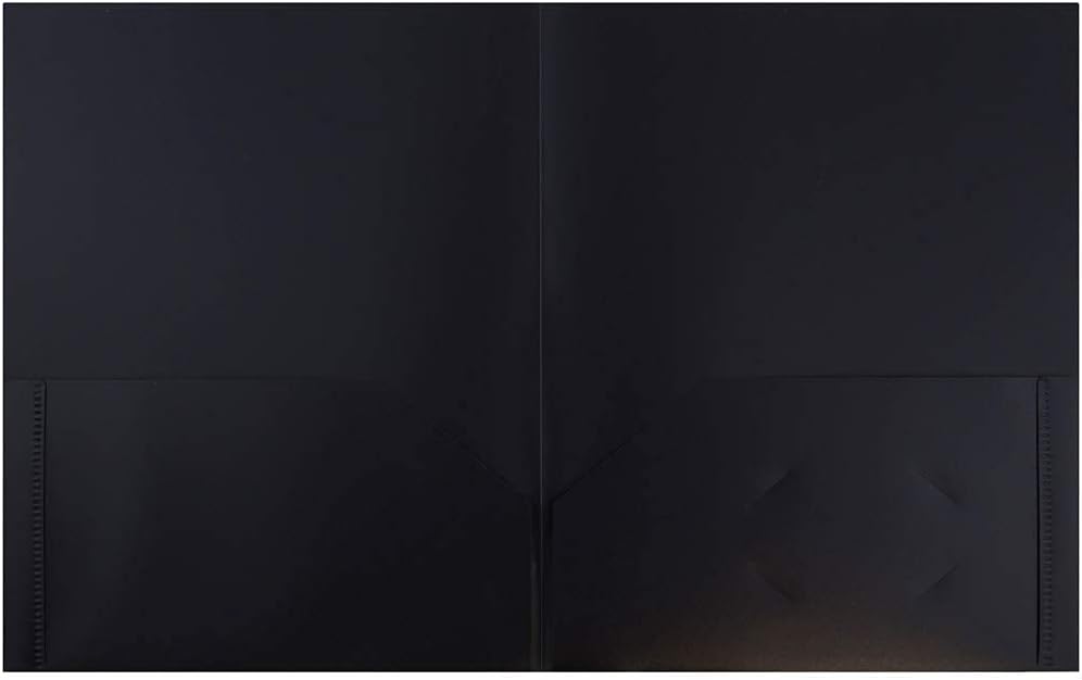 JAM PAPER Plastic 2 Pocket POP Folders - Durable School Folders - Black - 6/Pack